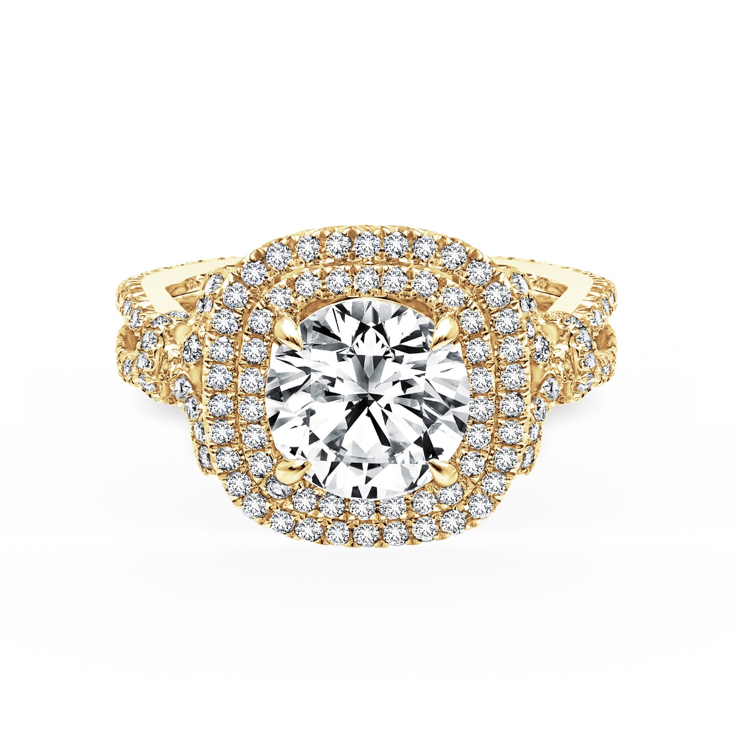 Prong Set Double Halo Diamond Engagement Ring