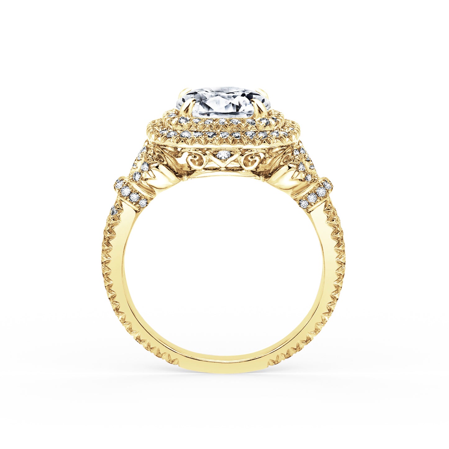 Prong Set Double Halo Diamond Engagement Ring