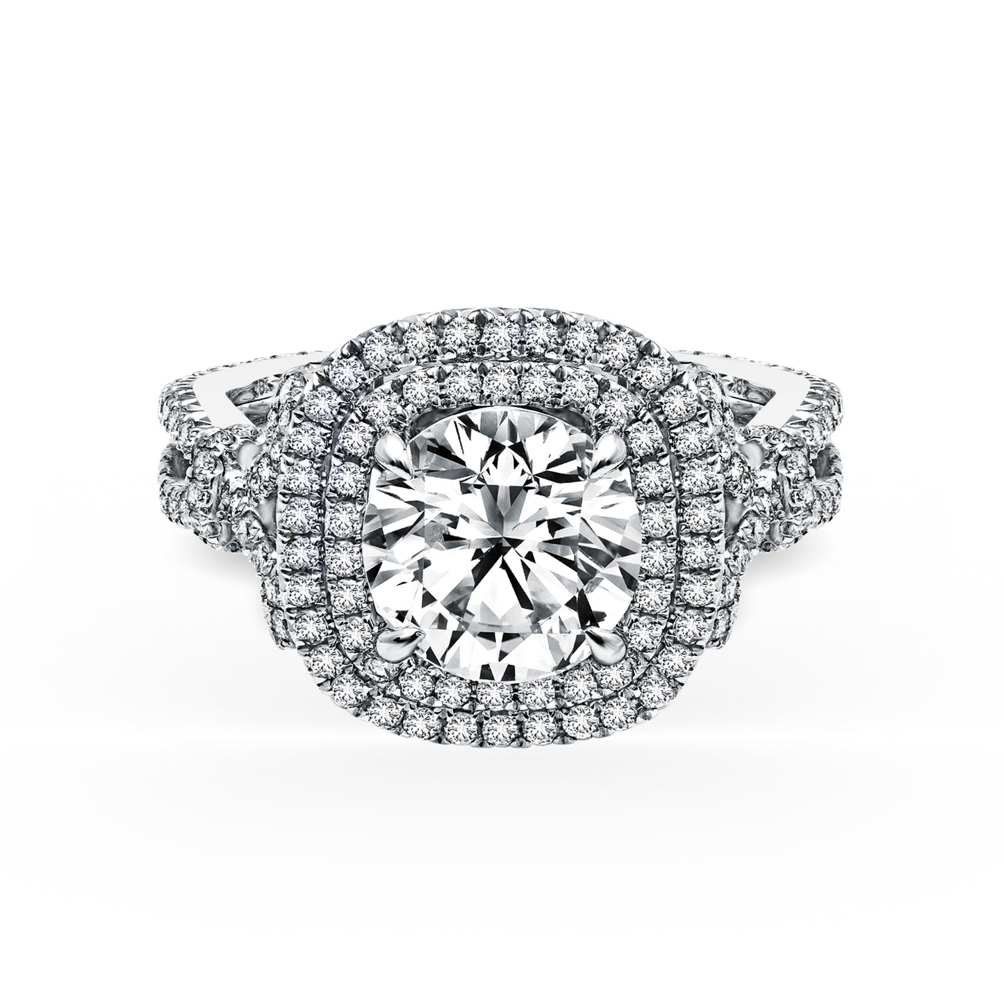 Prong Set Double Halo Diamond Engagement Ring