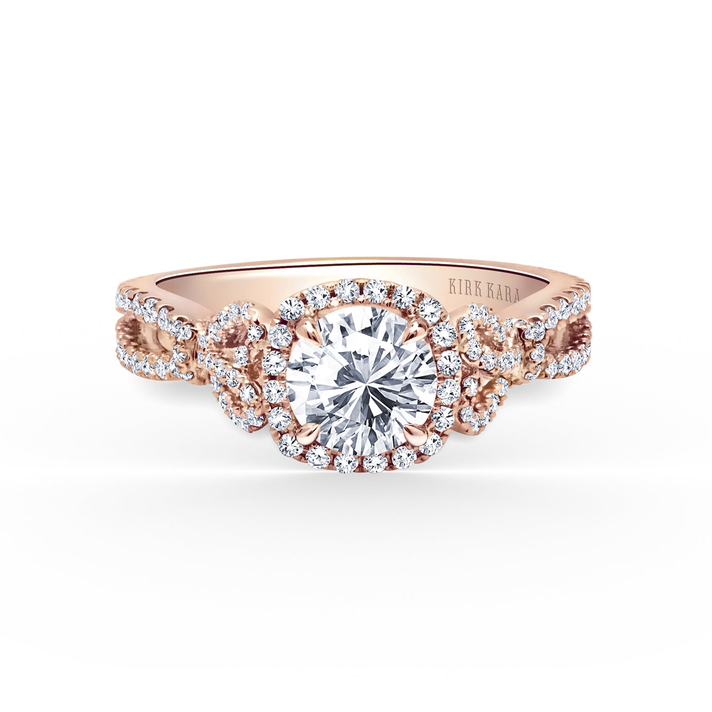 Delicate Bows Halo Diamond Engagement Ring
