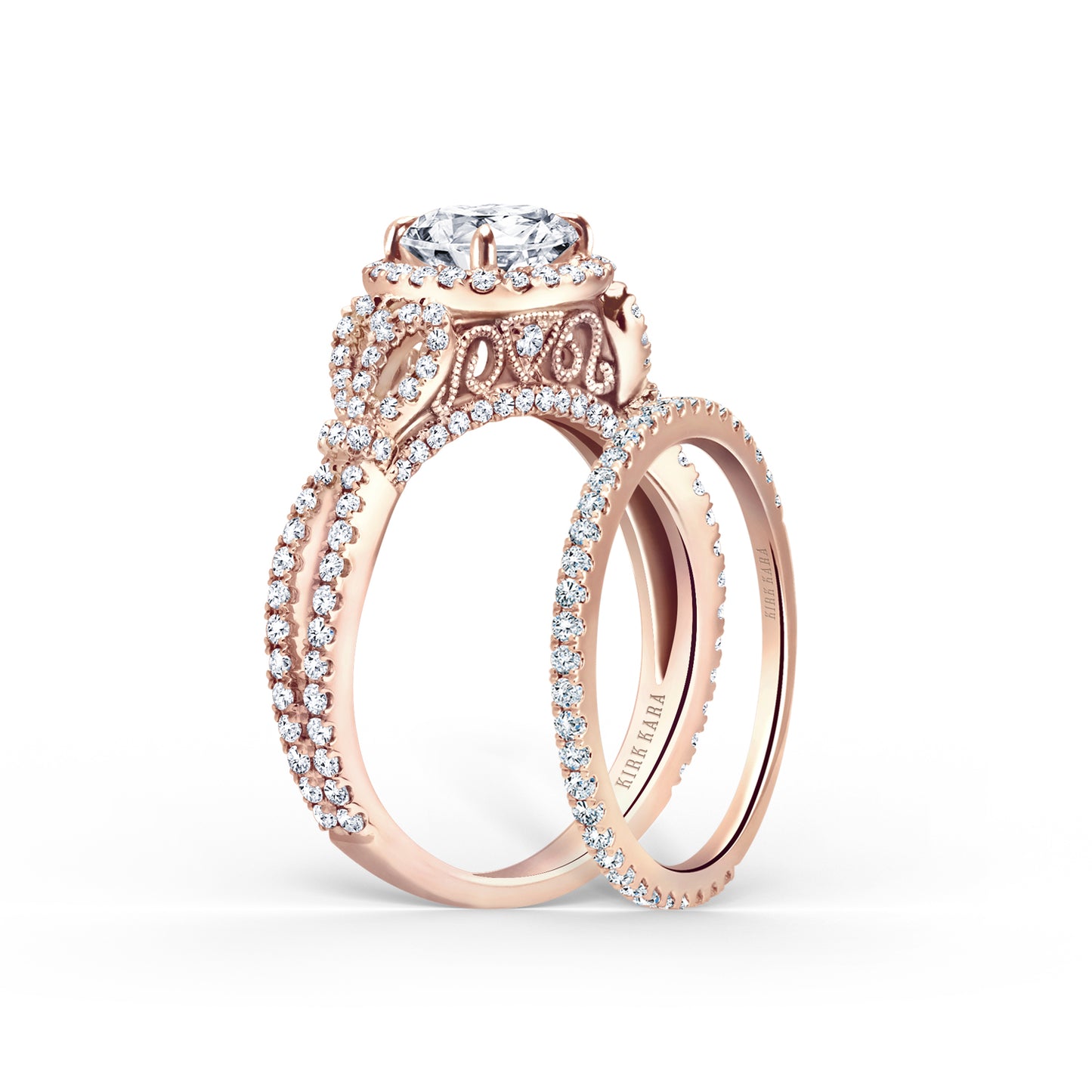 Delicate Bows Halo Diamond Engagement Ring