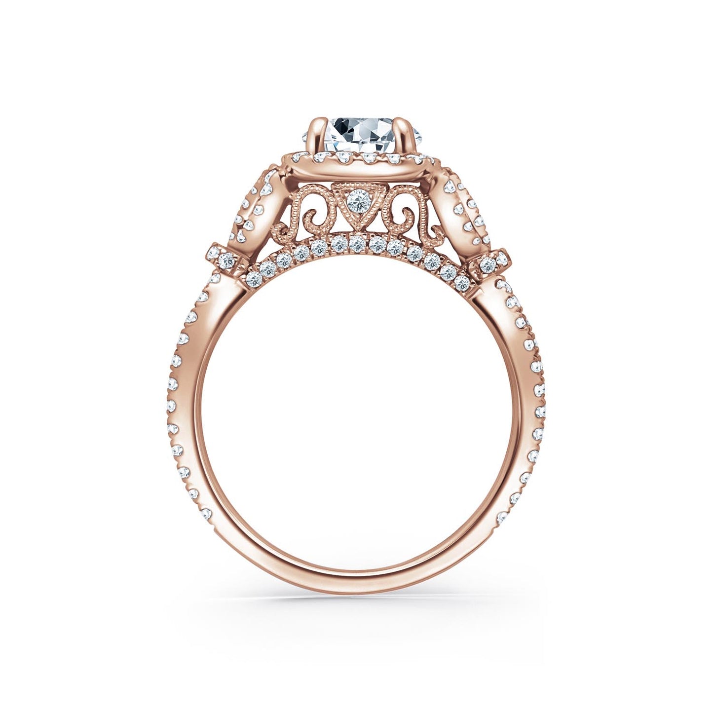 Delicate Bows Halo Diamond Engagement Ring