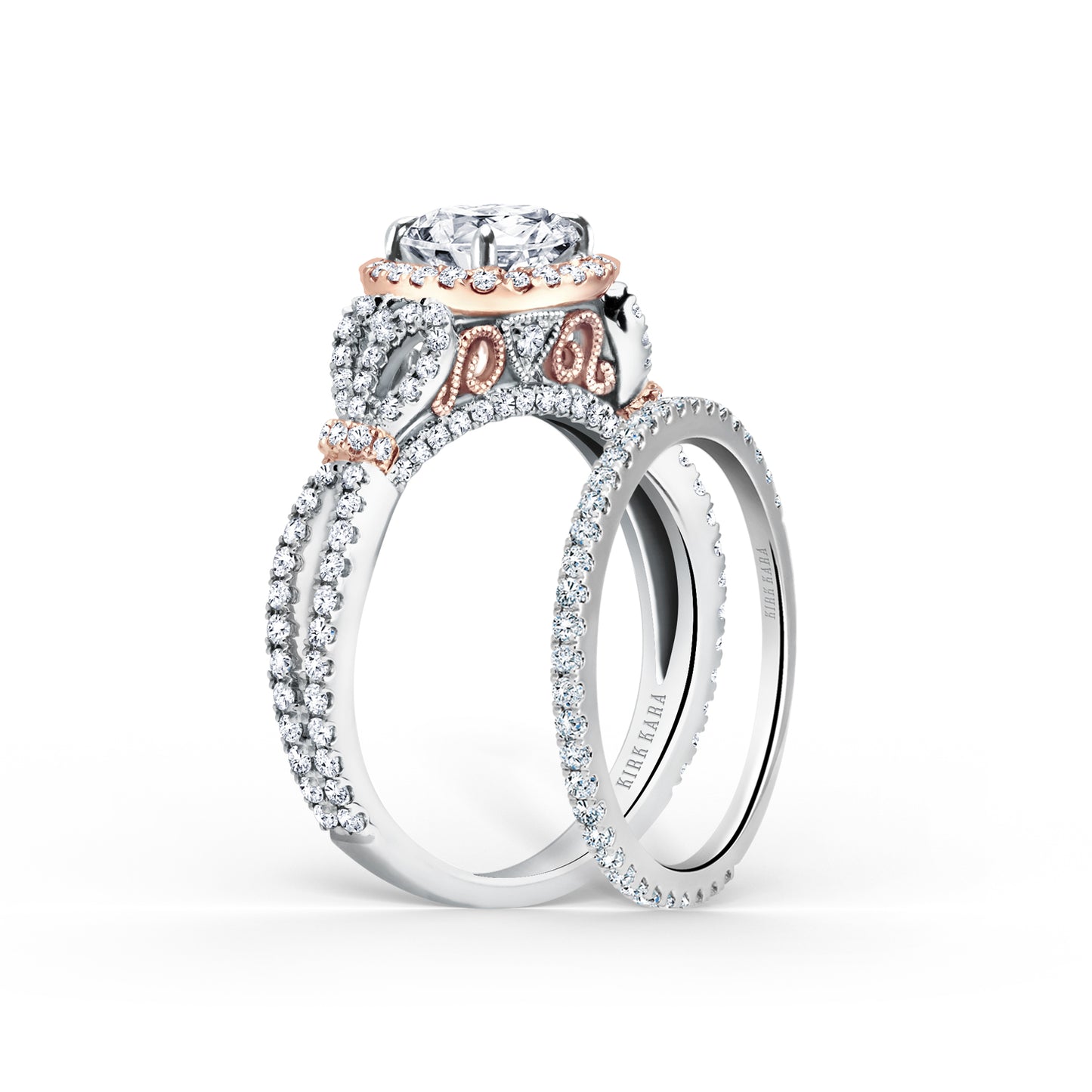 Delicate Bows Halo Diamond Engagement Ring