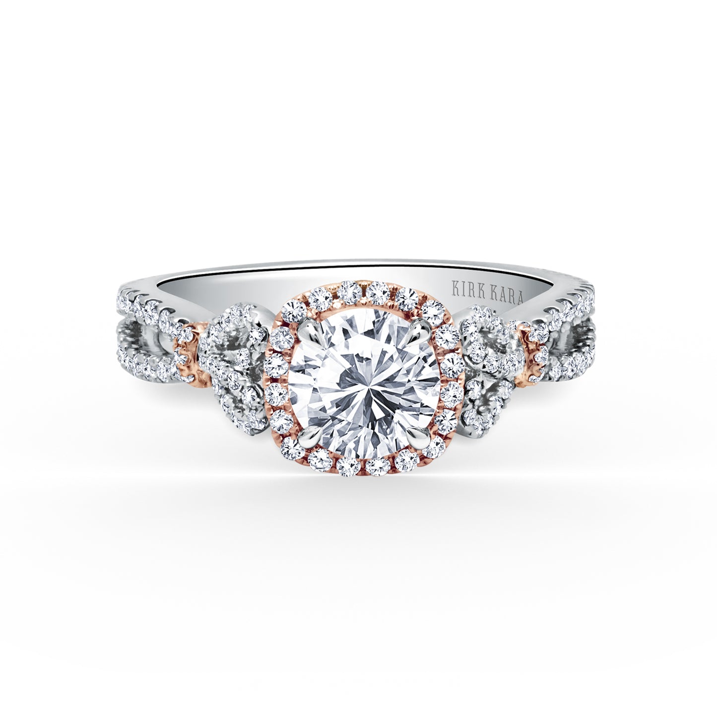 Delicate Bows Halo Diamond Engagement Ring