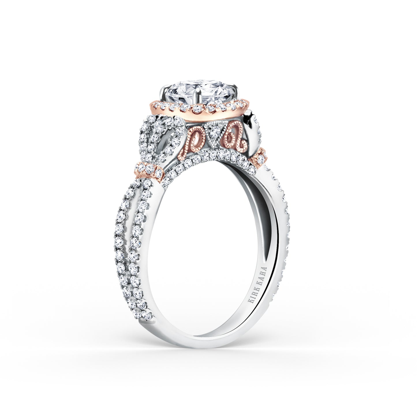 Delicate Bows Halo Diamond Engagement Ring