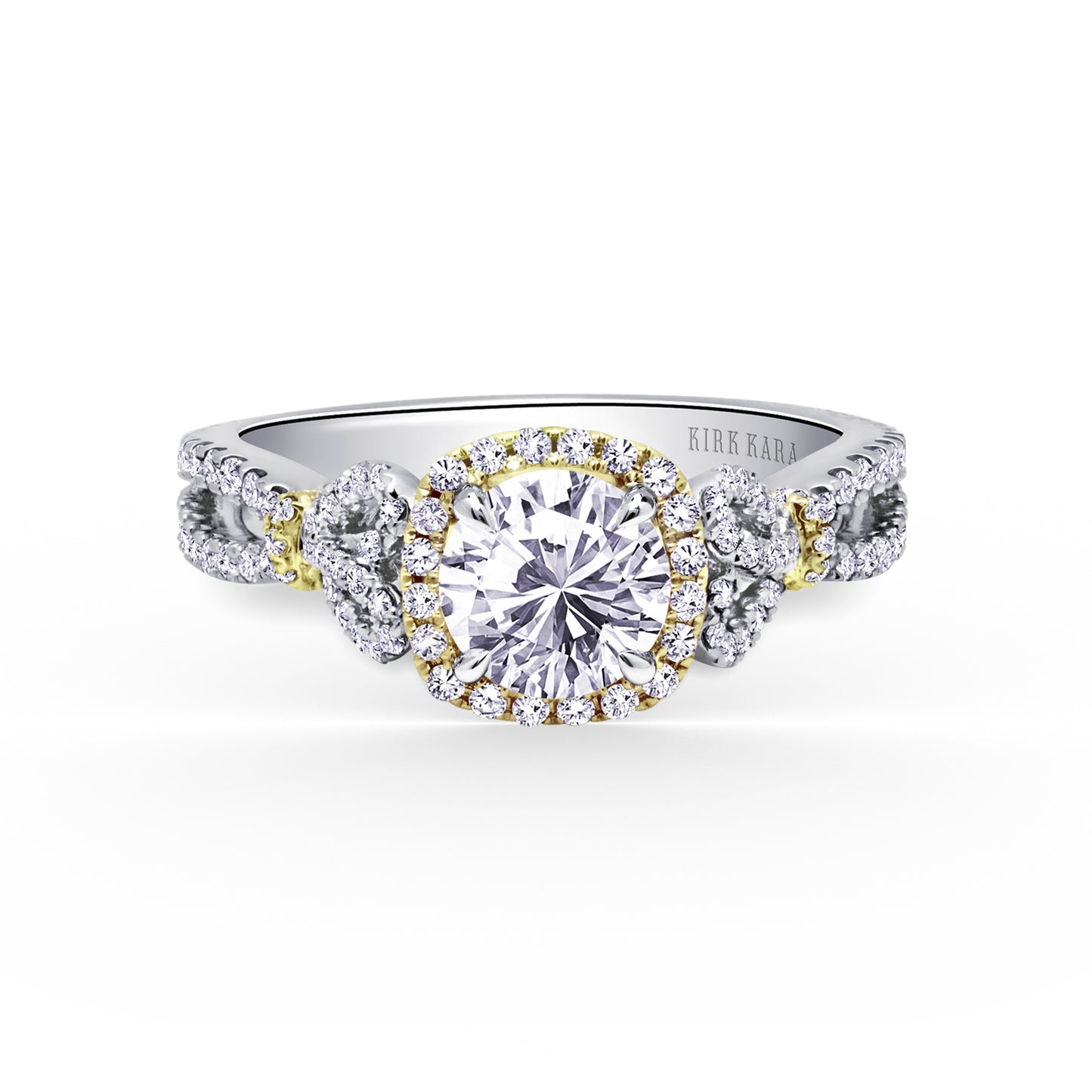 Delicate Bows Halo Diamond Engagement Ring