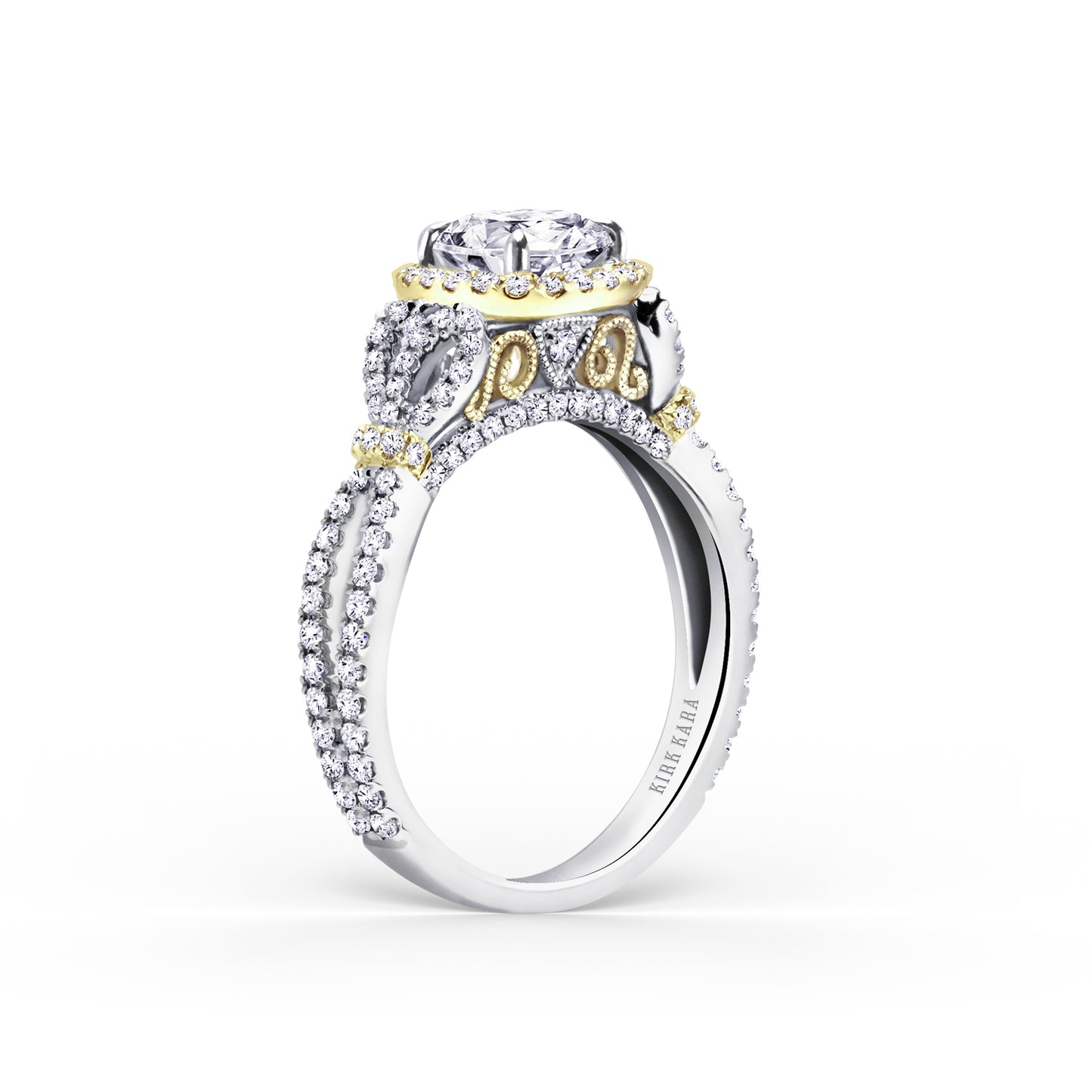 Delicate Bows Halo Diamond Engagement Ring