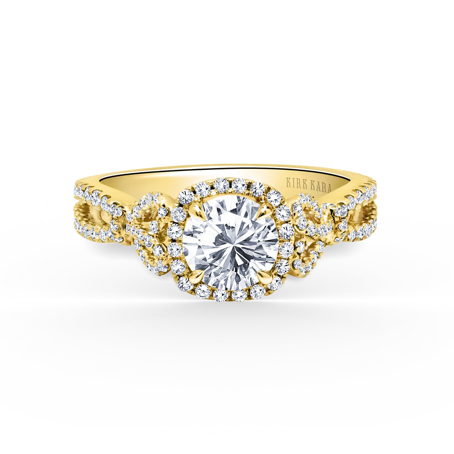 Delicate Bows Halo Diamond Engagement Ring