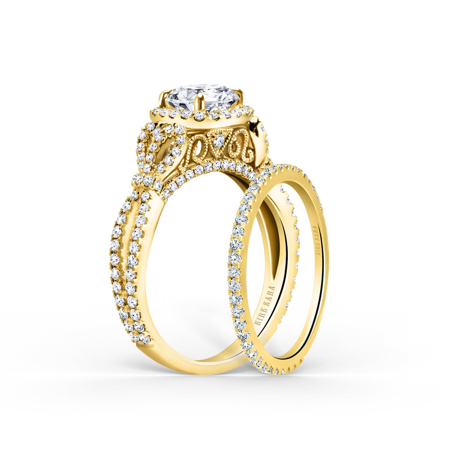 Delicate Bows Halo Diamond Engagement Ring