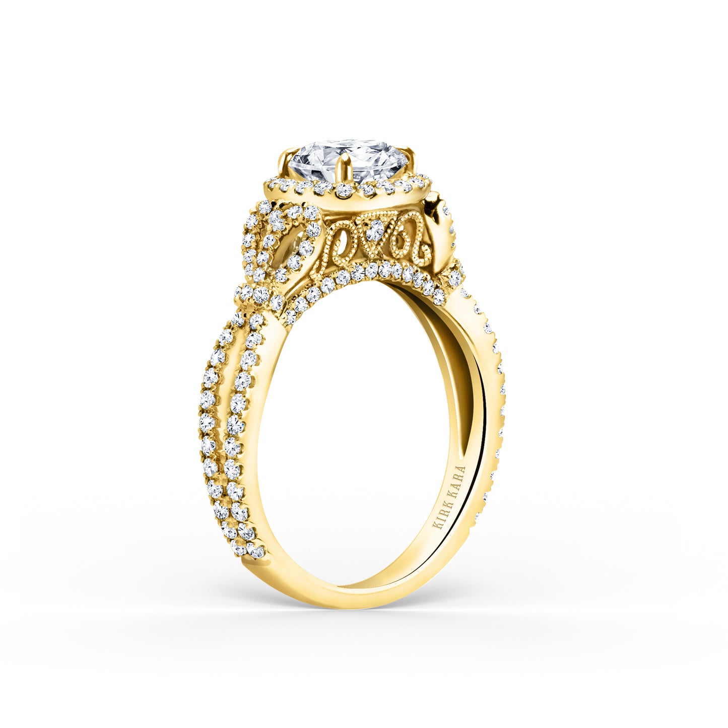 Delicate Bows Halo Diamond Engagement Ring