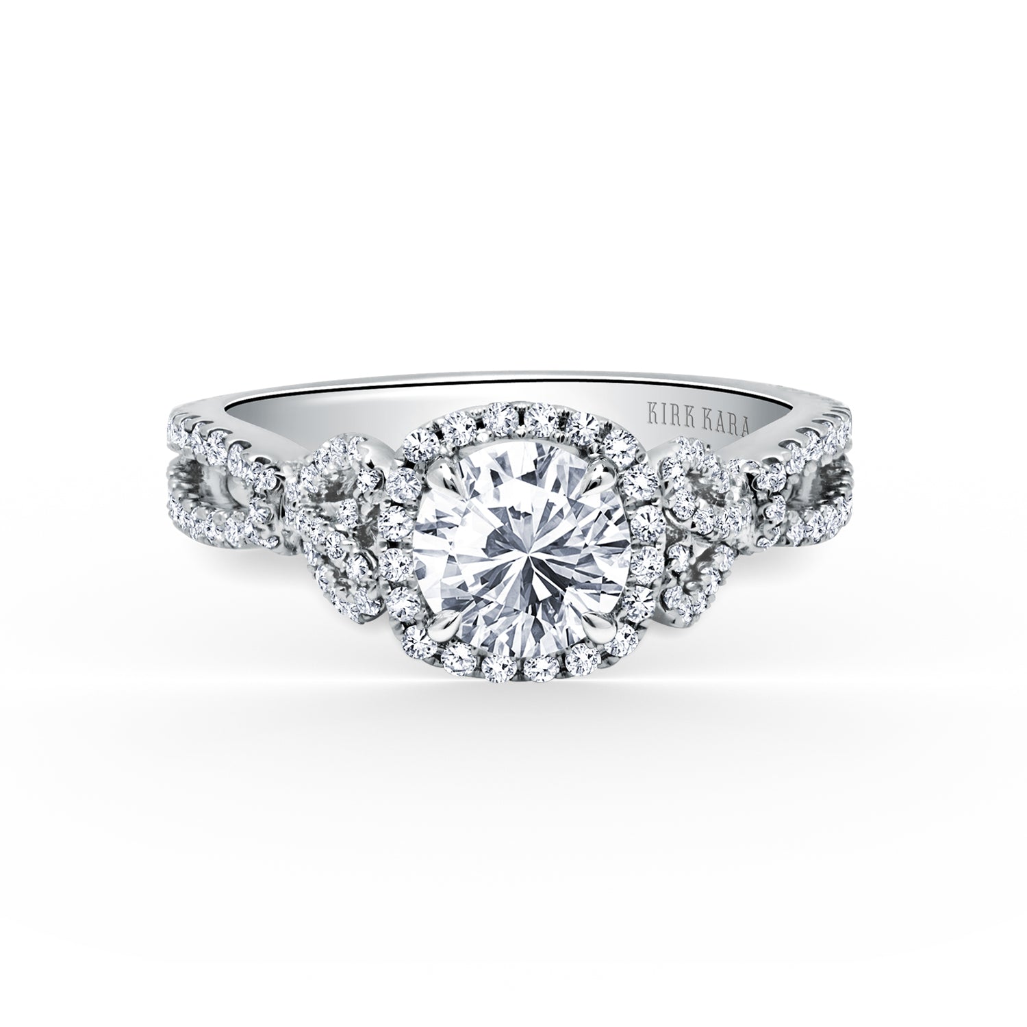 Delicate Bows Halo Diamond Engagement Ring