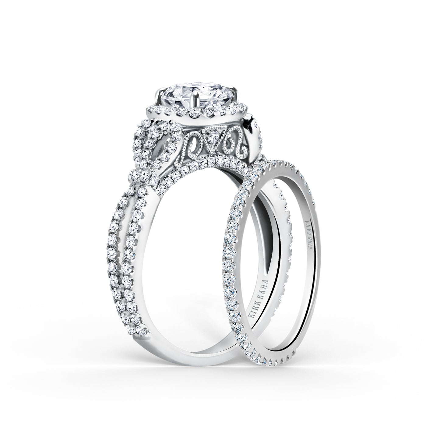 Delicate Bows Halo Diamond Engagement Ring