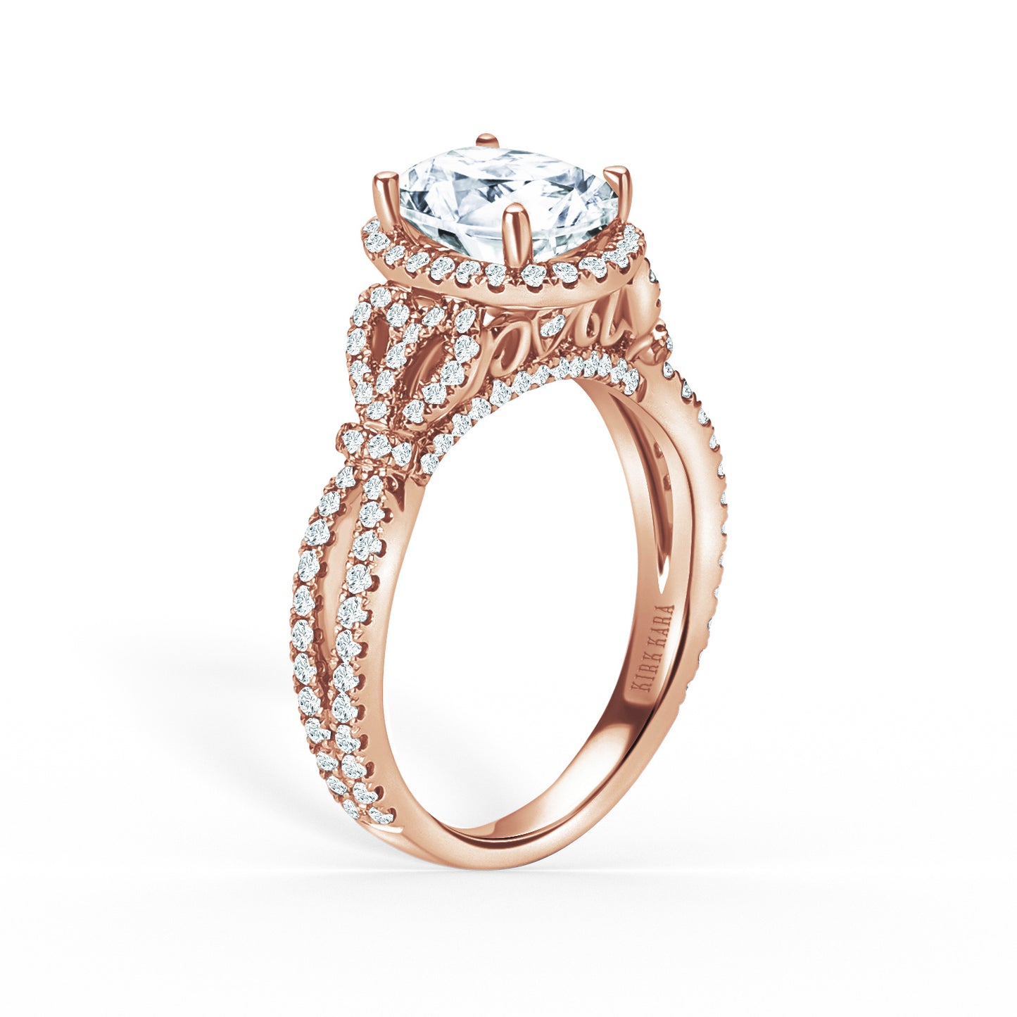 Delicate Bows Halo Diamond Engagement Ring