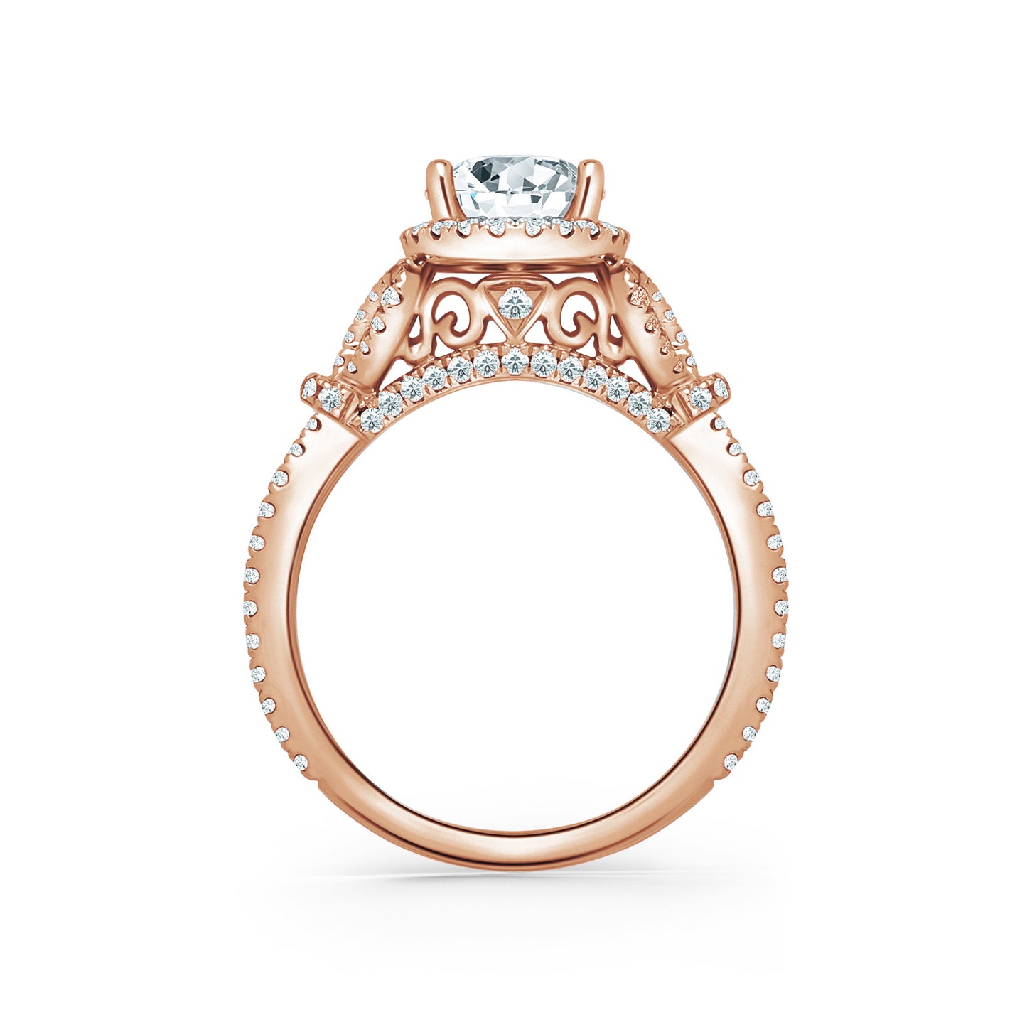 Delicate Bows Halo Diamond Engagement Ring