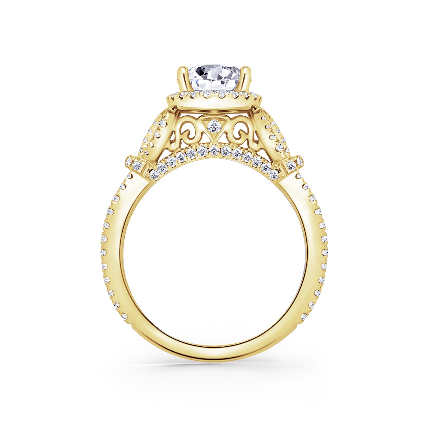 Delicate Bows Halo Diamond Engagement Ring