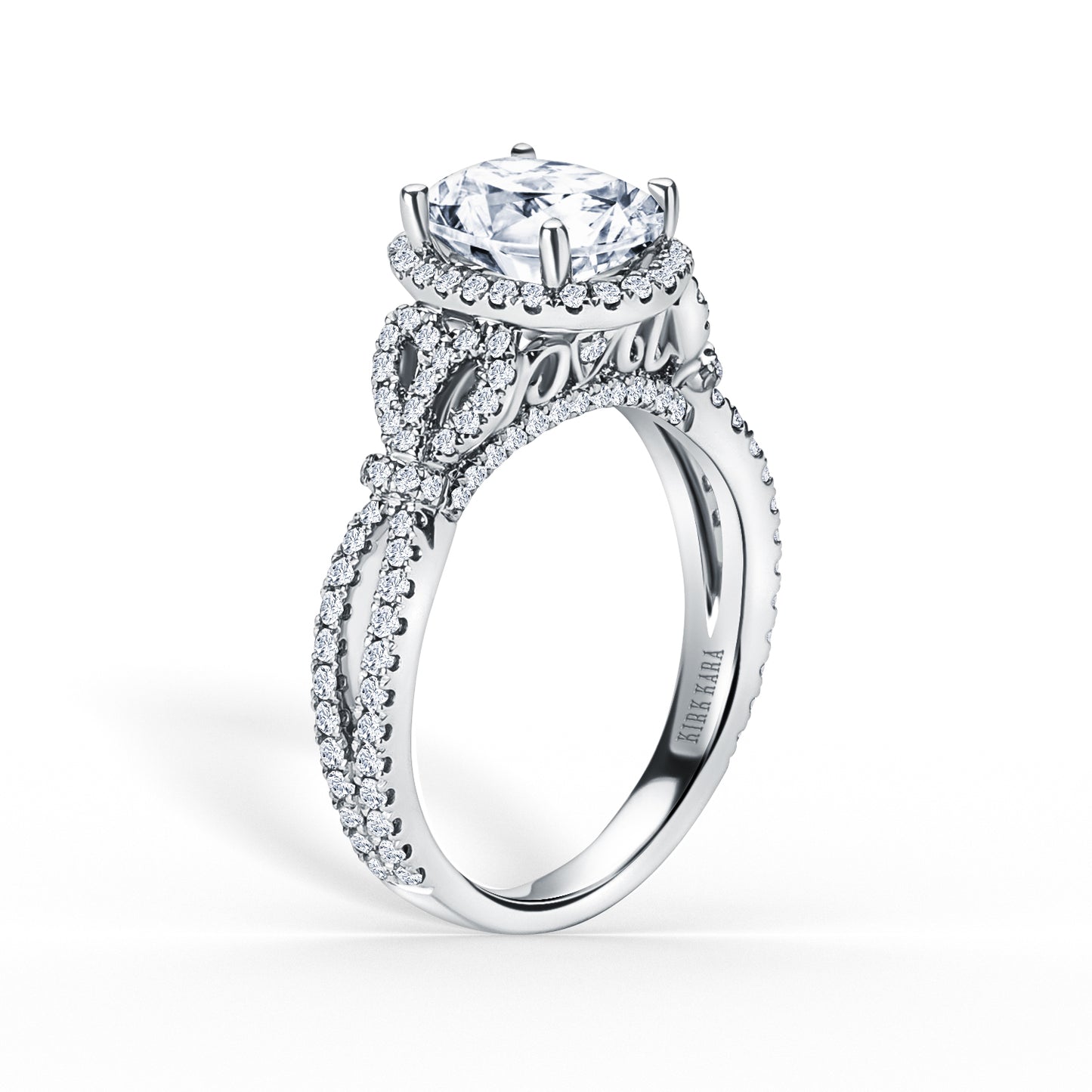 Delicate Bows Halo Diamond Engagement Ring