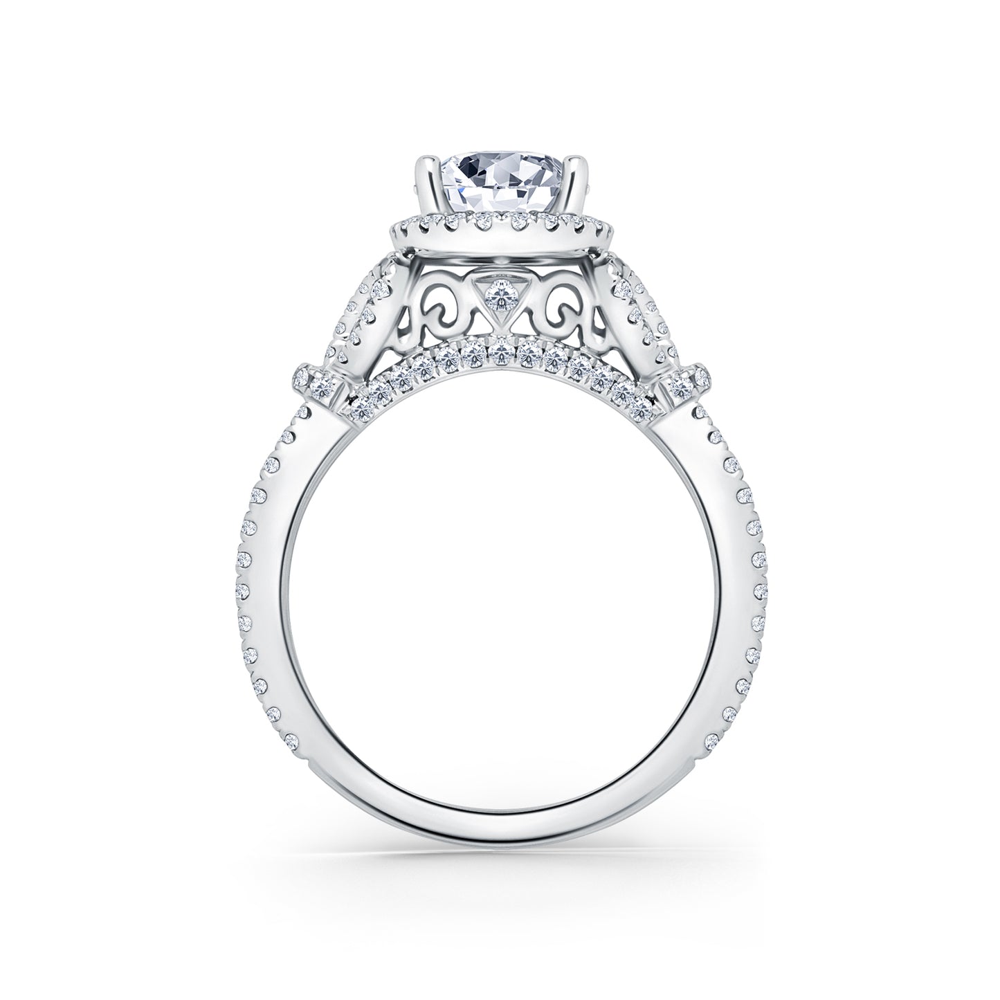 Delicate Bows Halo Diamond Engagement Ring