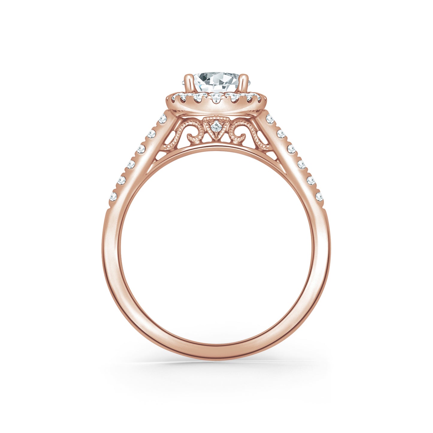 Classic Delicate Prong Set Halo Diamond Engagement Ring