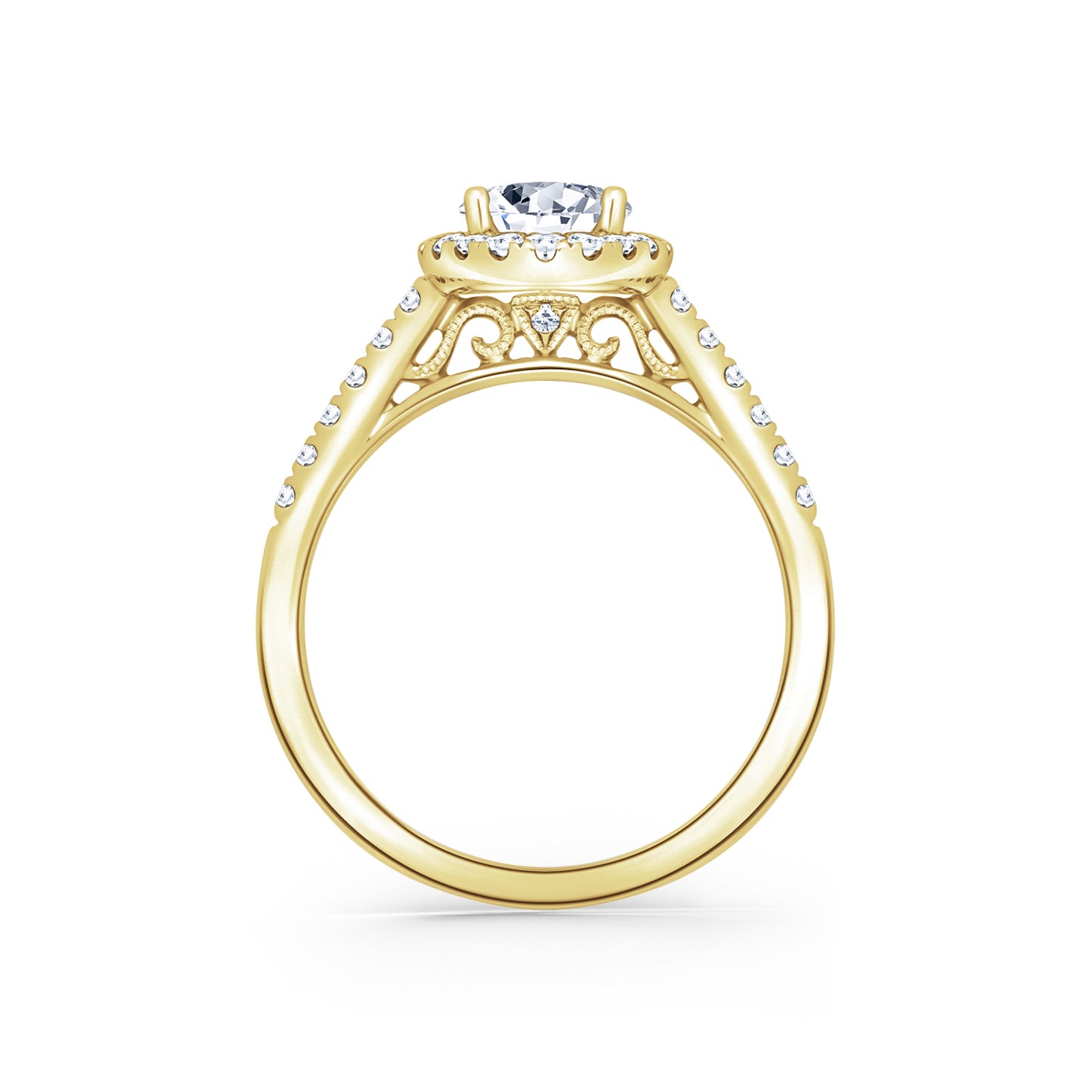 Classic Delicate Prong Set Halo Diamond Engagement Ring
