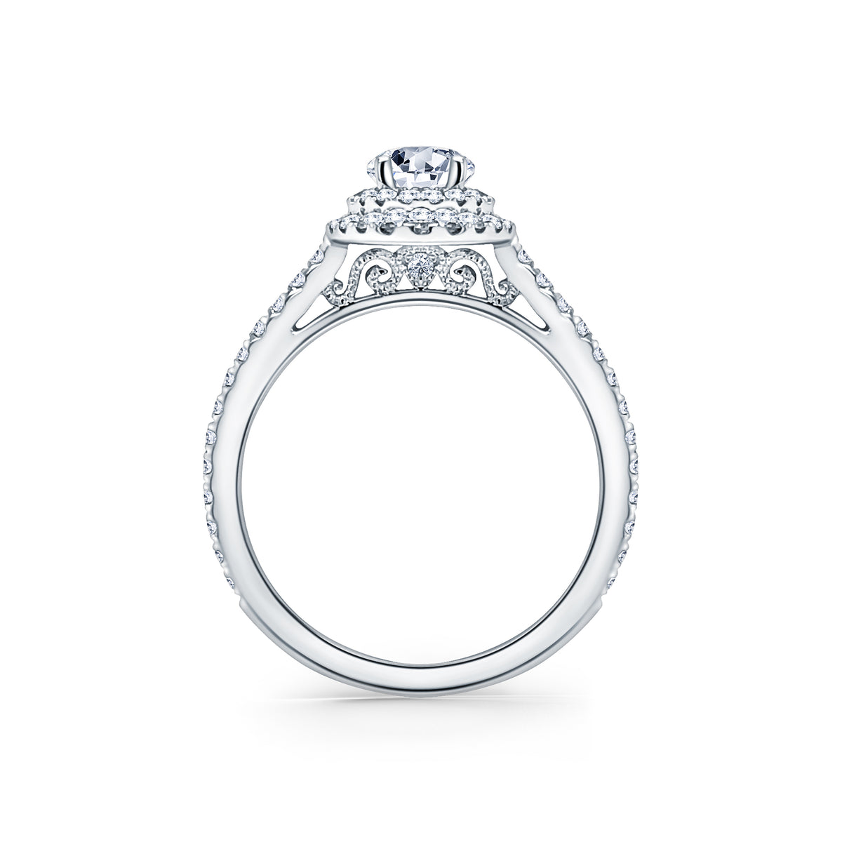 Classic Double Halo Ring with 1/2ct Oval Certified Lab Diamond Center