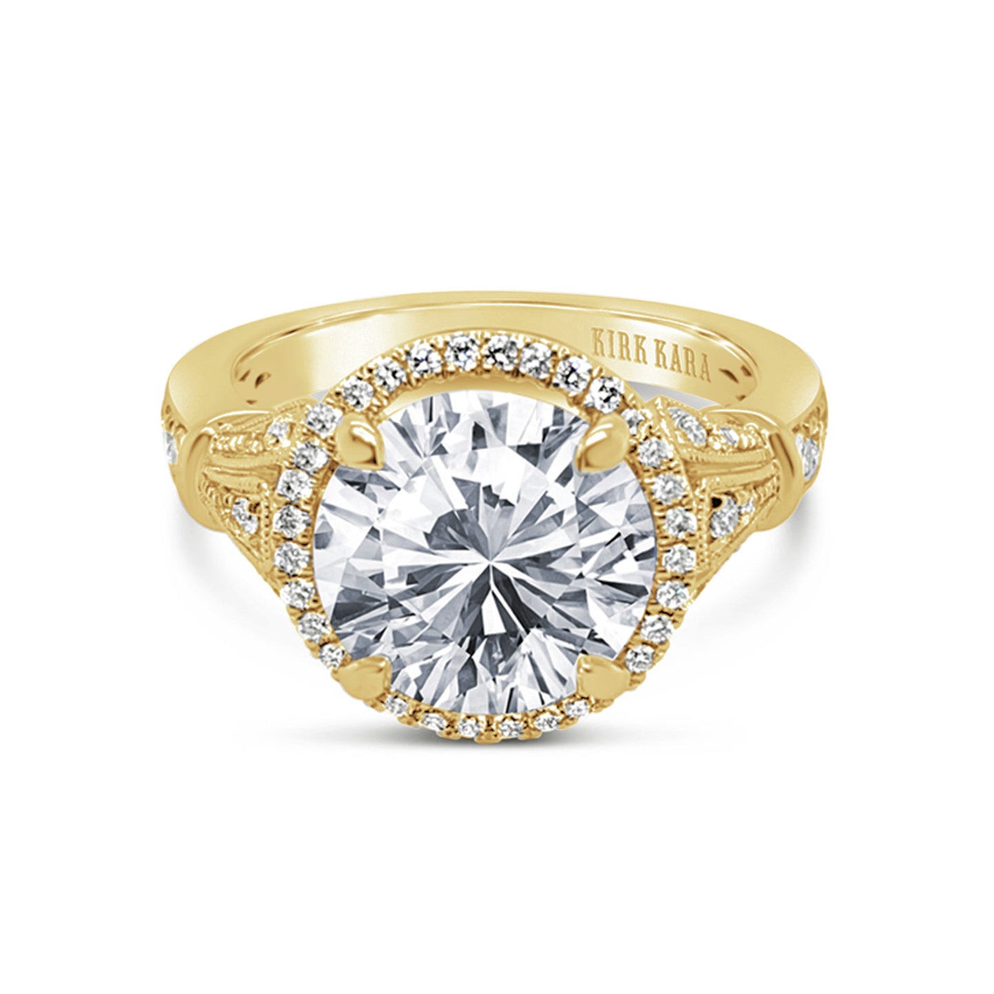 Elegant Three Leaf Halo Diamond Engagement Ring