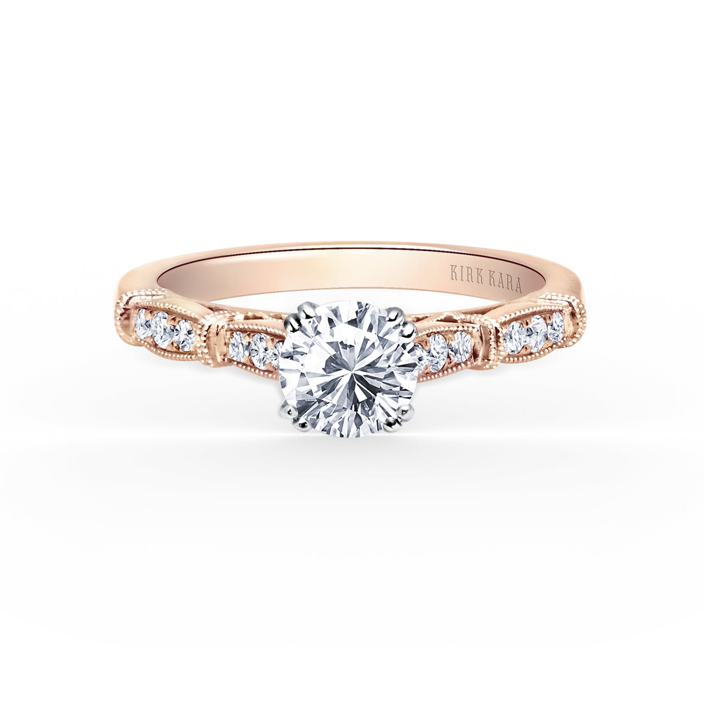 Traditional Pavé Cathedral Diamond Engagement Ring