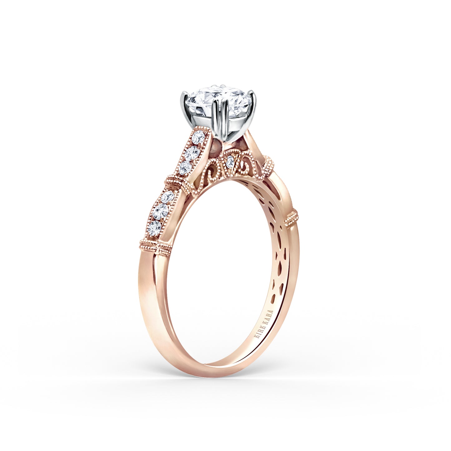 Traditional Pavé Cathedral Diamond Engagement Ring