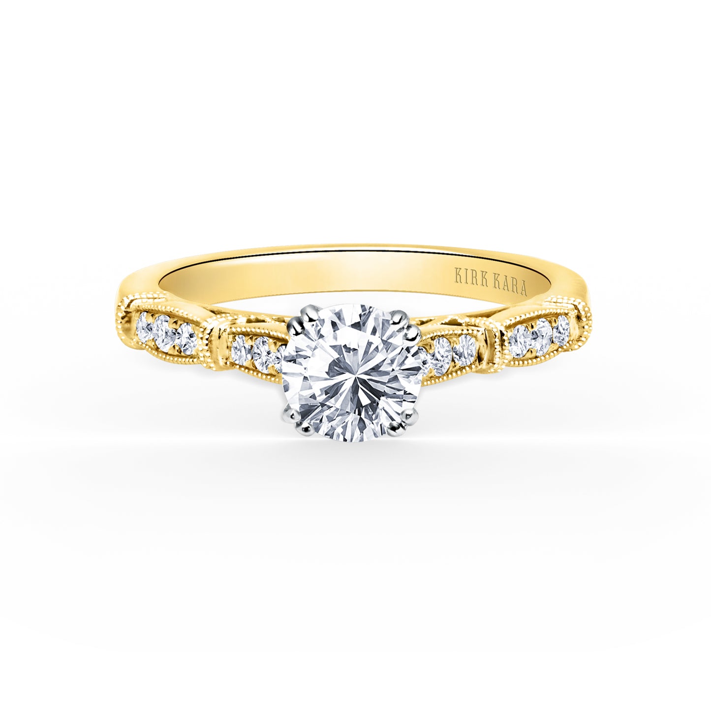 Traditional Pavé Cathedral Diamond Engagement Ring