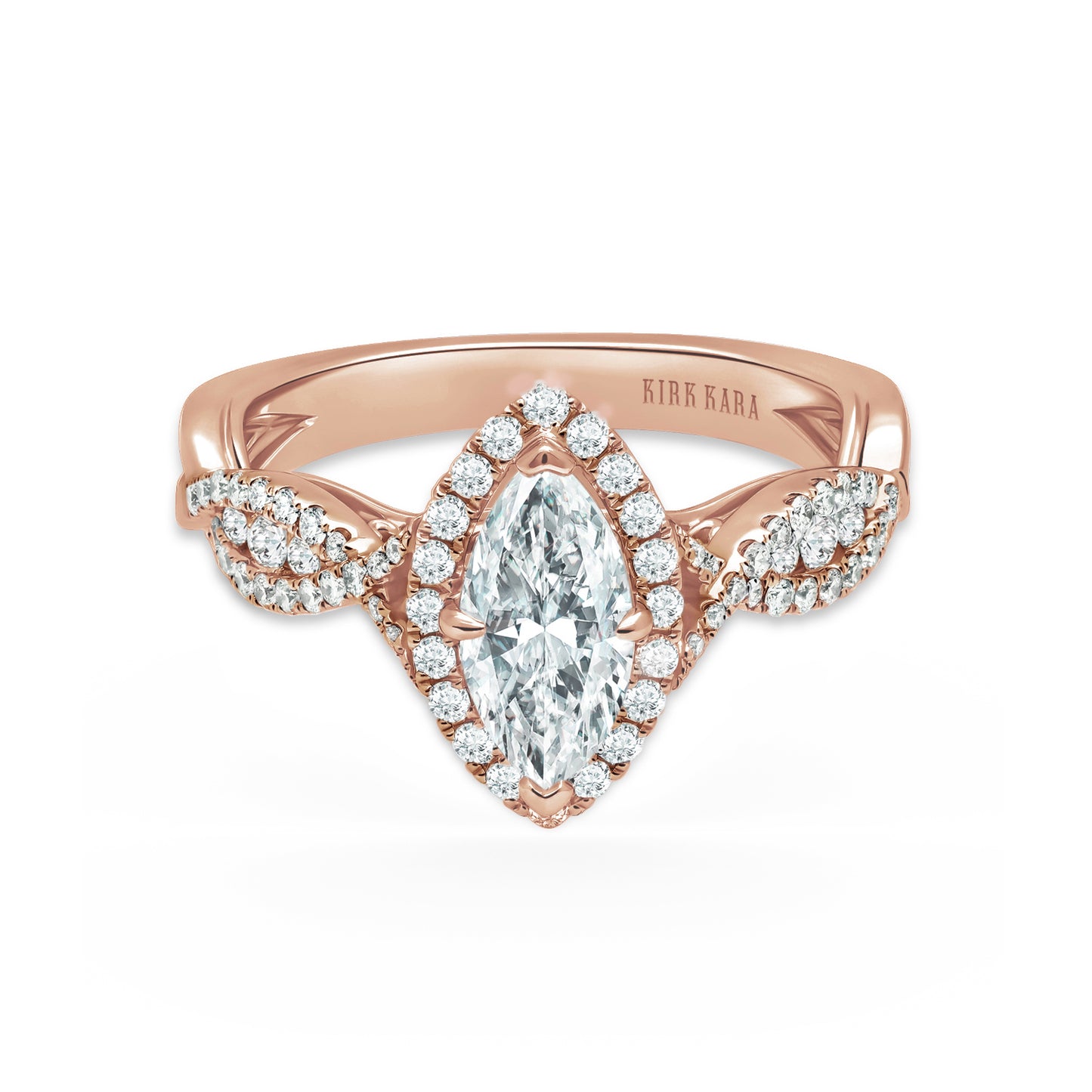 Classic Twist Channel Halo Diamond Engagement Ring