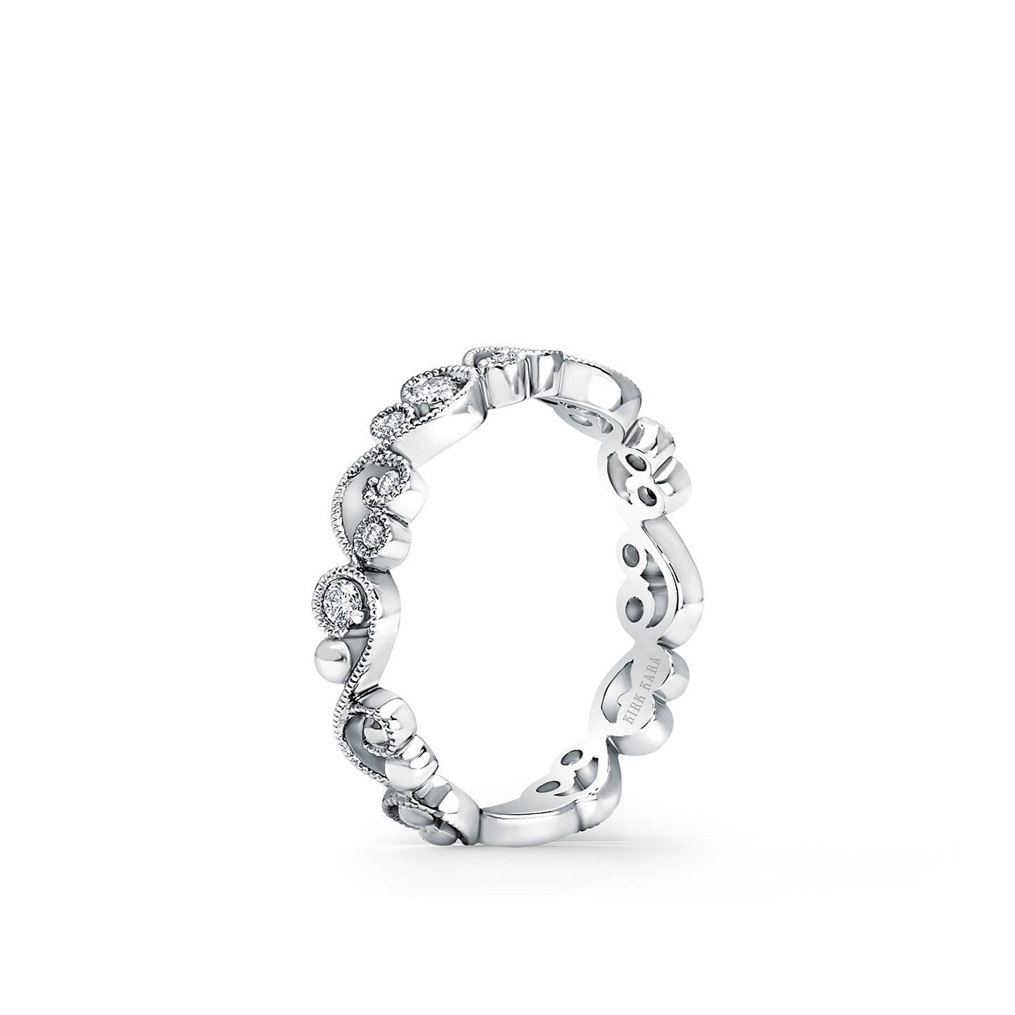 Stackable Milgrain Lace Diamond Wedding Band