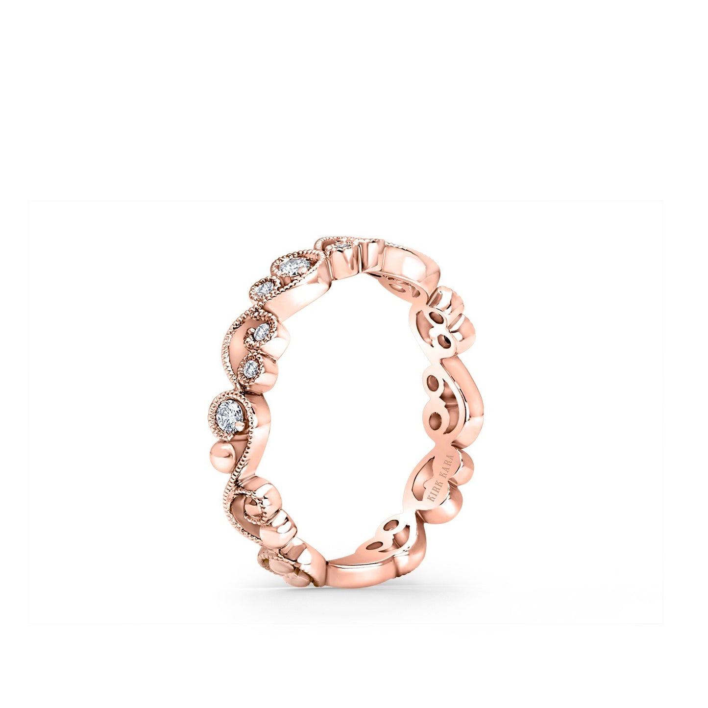 Stackable Milgrain Lace Diamond Wedding Band