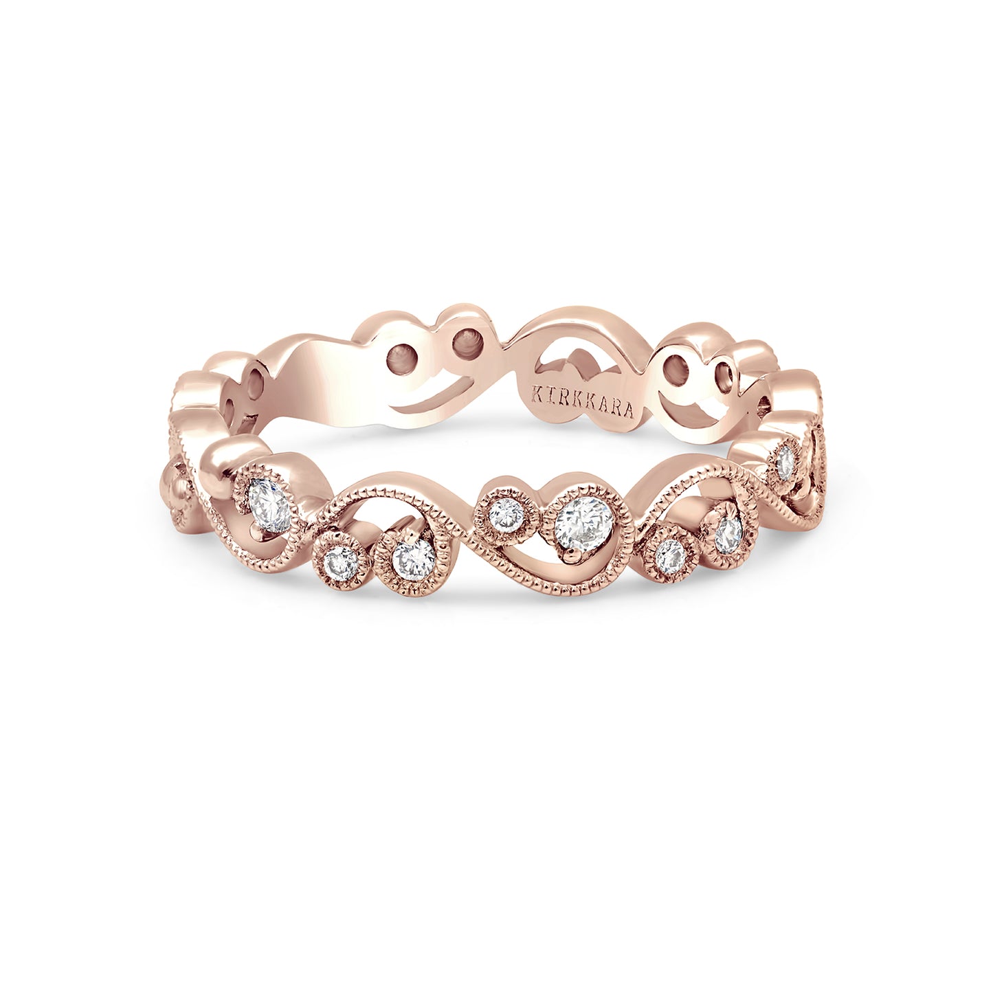 Stackable Milgrain Lace Diamond Wedding Band