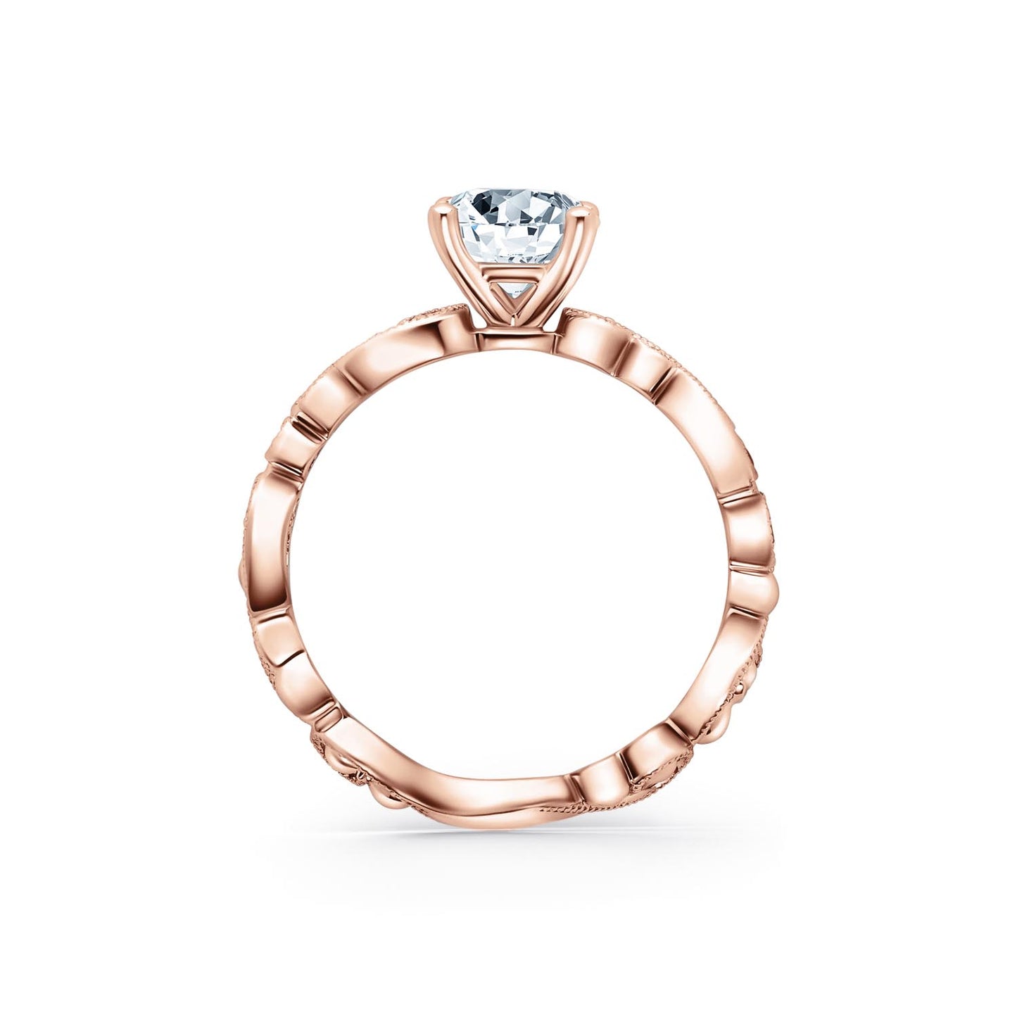 Lace Milgrain Solitaire Diamond Engagement Ring