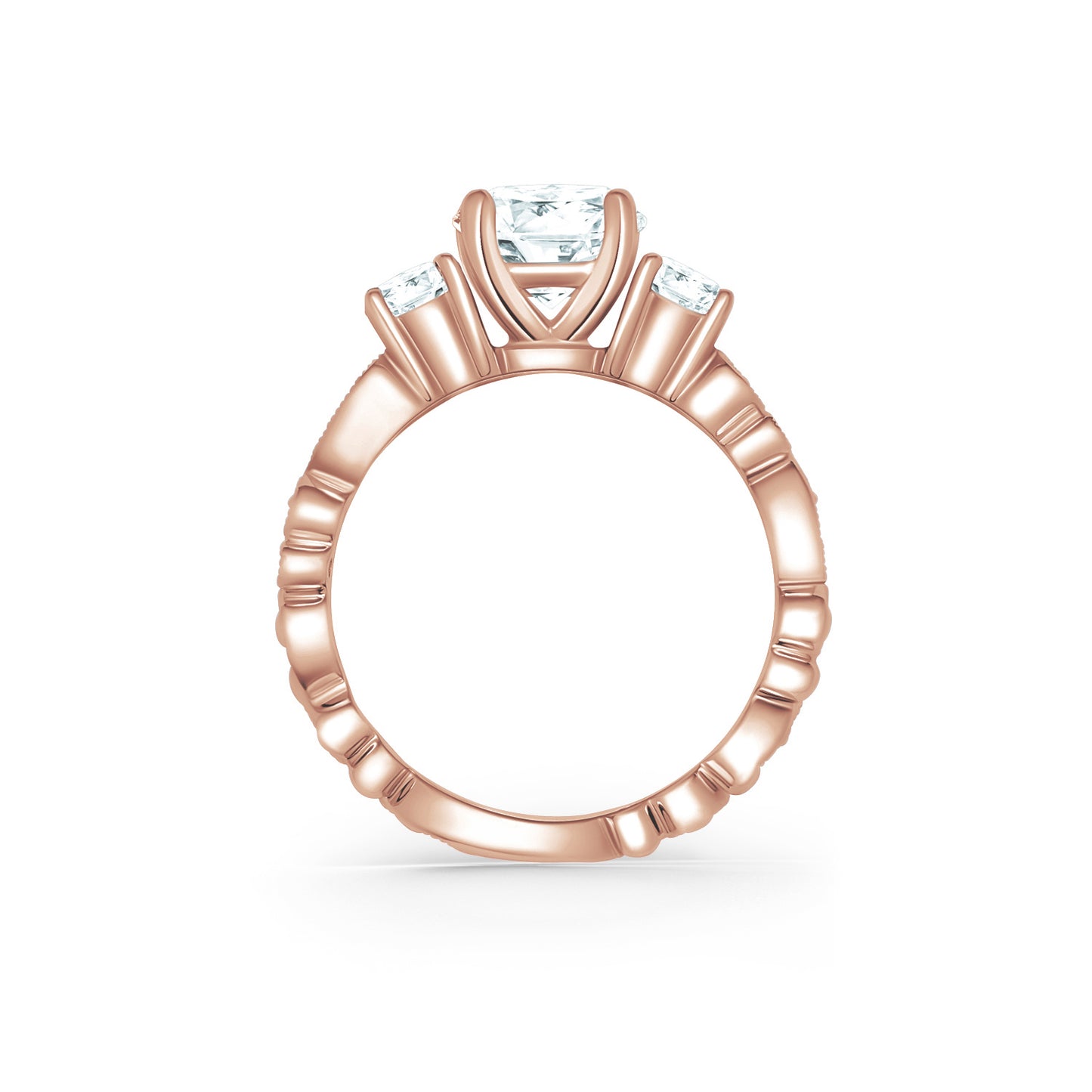 Lace Milgrain Three Stone Solitaire Diamond Engagement Ring