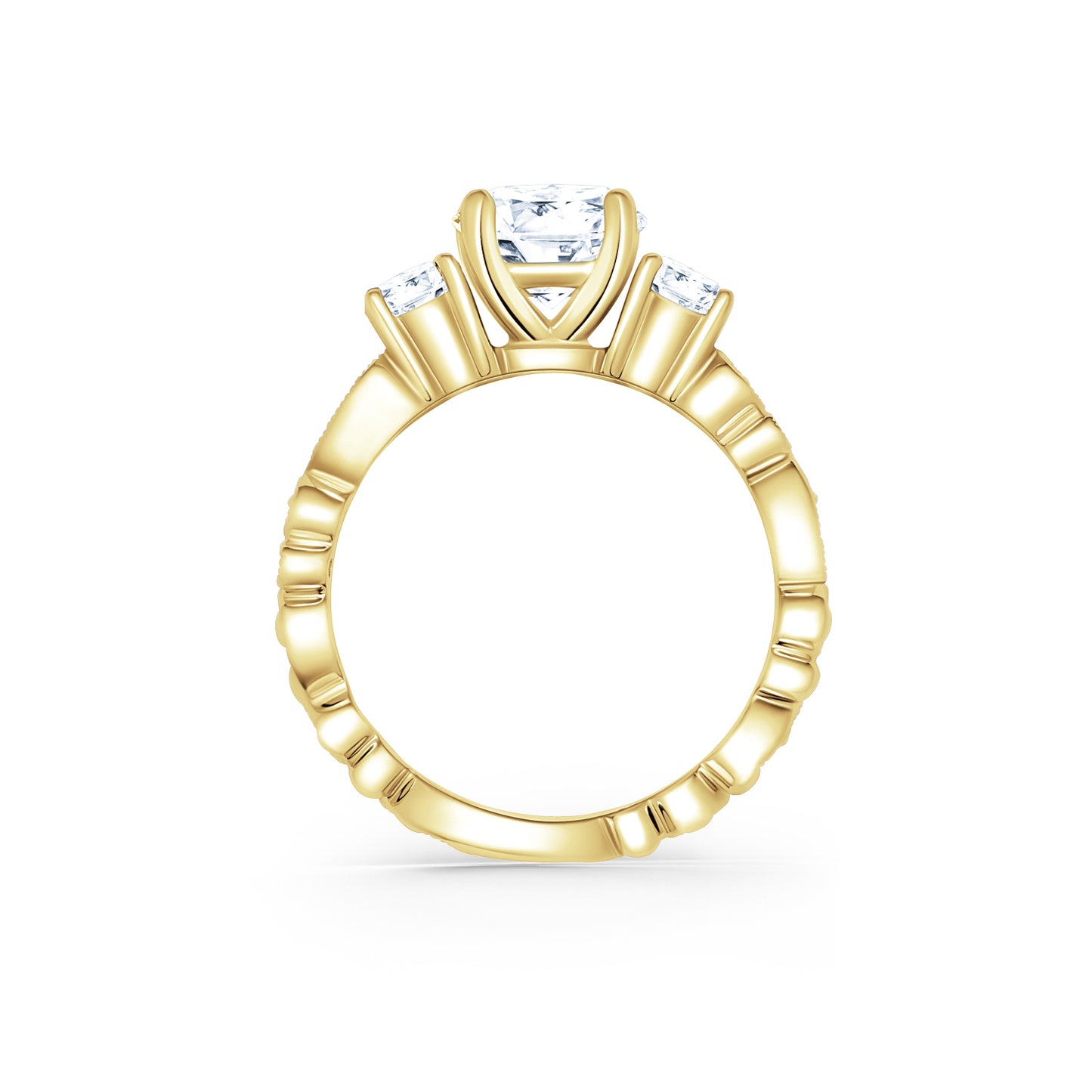 Lace Milgrain Three Stone Solitaire Diamond Engagement Ring