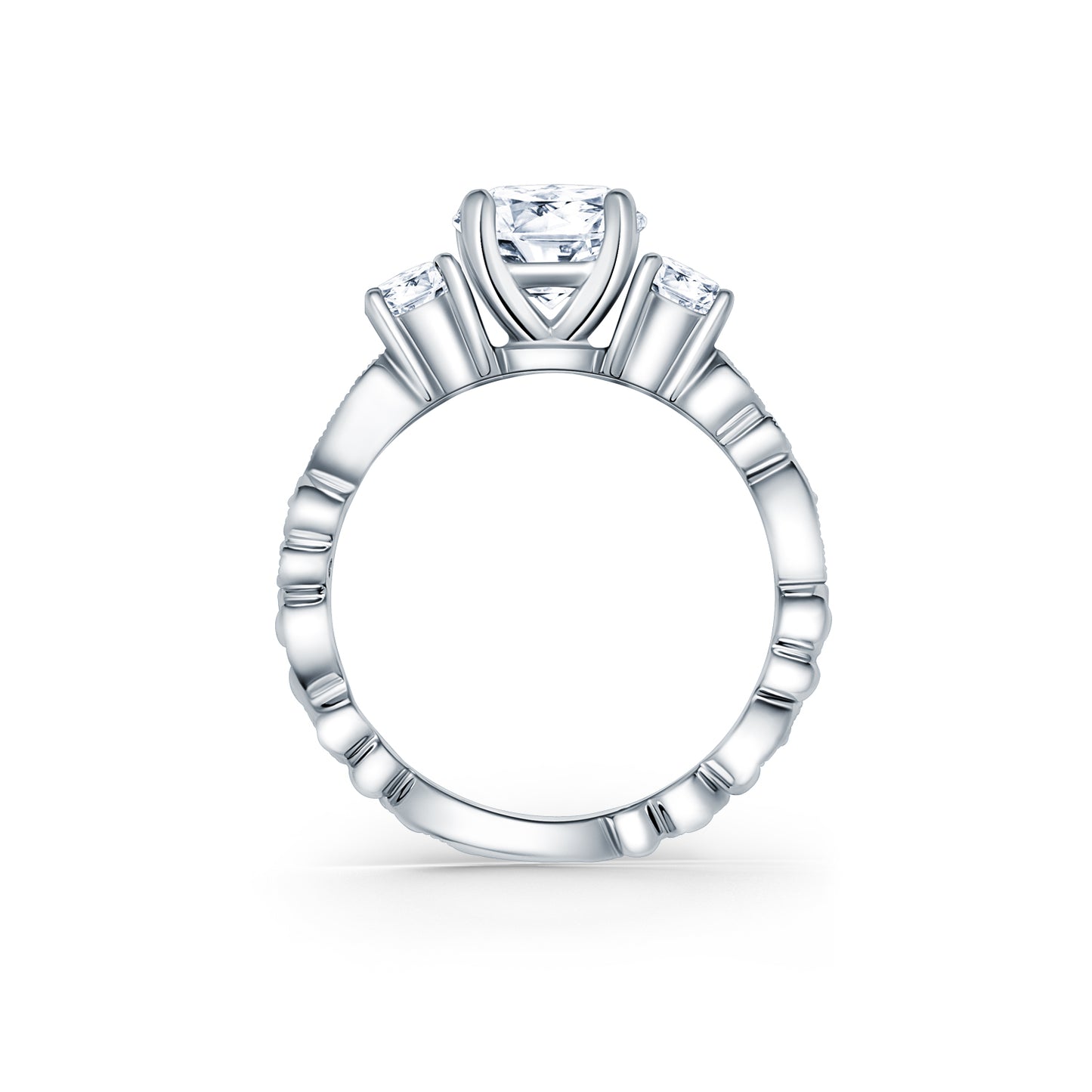 Lace Milgrain Three Stone Solitaire Diamond Engagement Ring