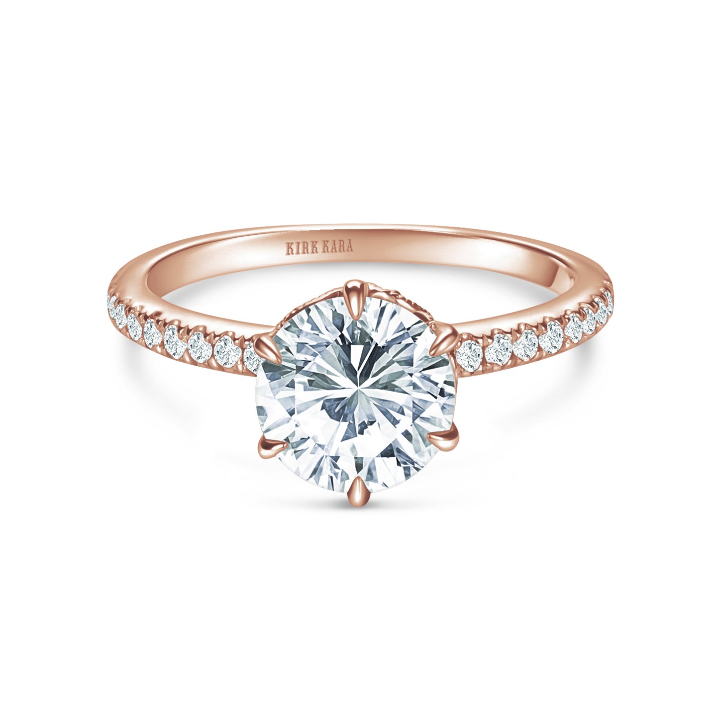 Milgrain Swirl 6 Prong Basket Solitaire Diamond Engagement Ring