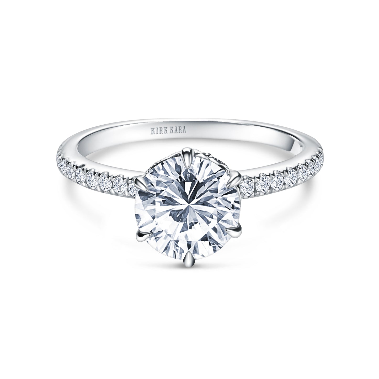 Milgrain Swirl 6 Prong Basket Solitaire Diamond Engagement Ring