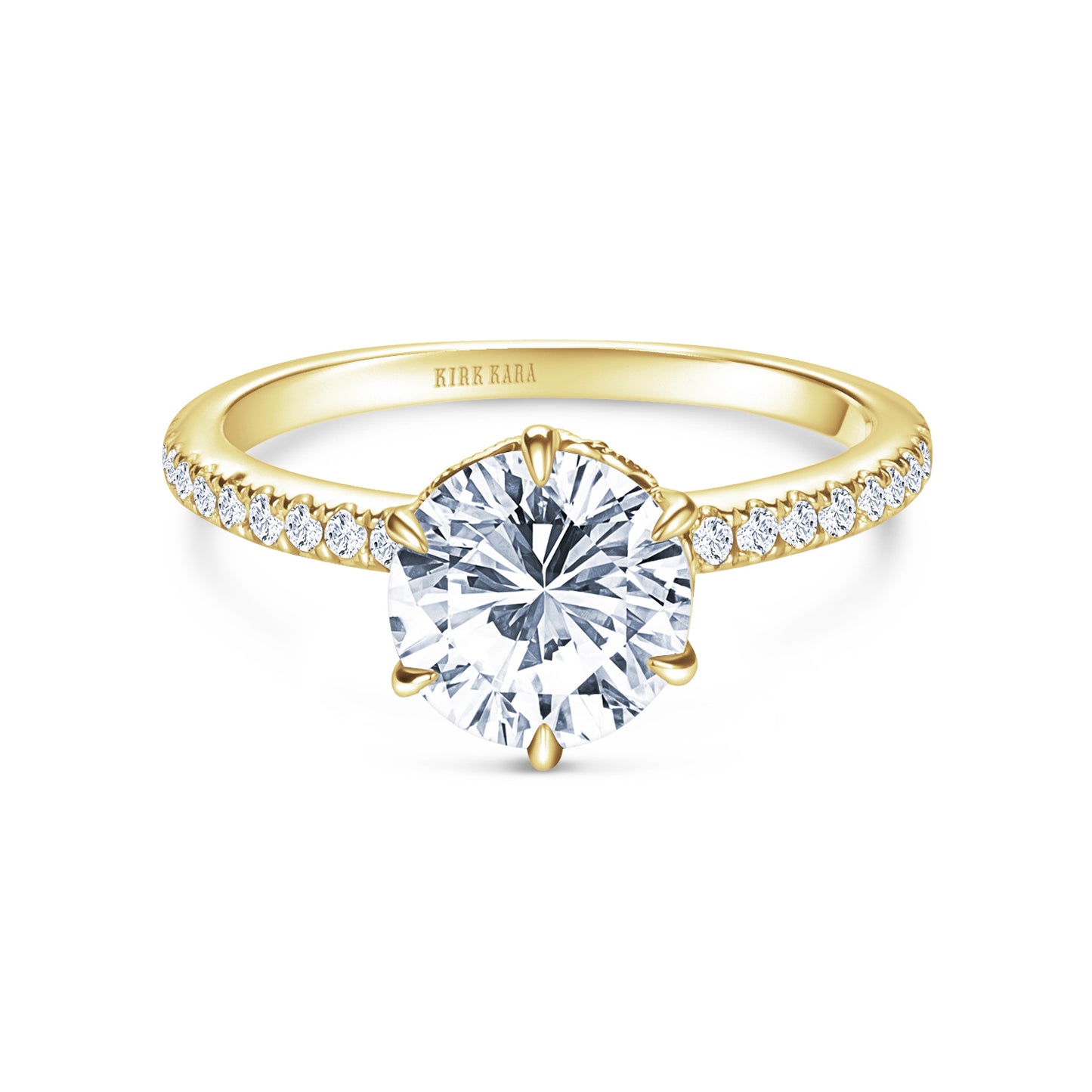 Milgrain Swirl 6 Prong Basket Solitaire Diamond Engagement Ring