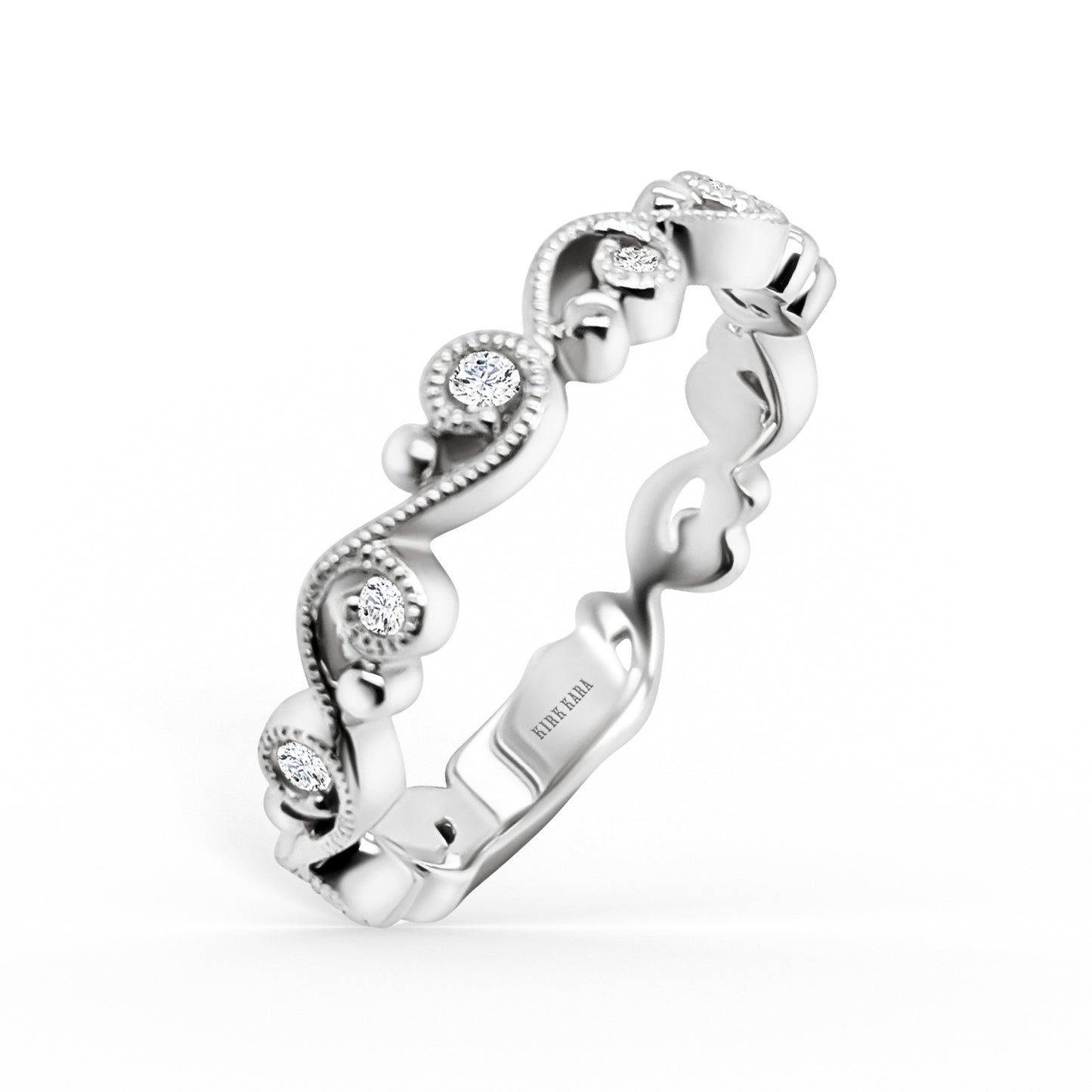 Delicate Lace Diamond Romantic Wedding Band