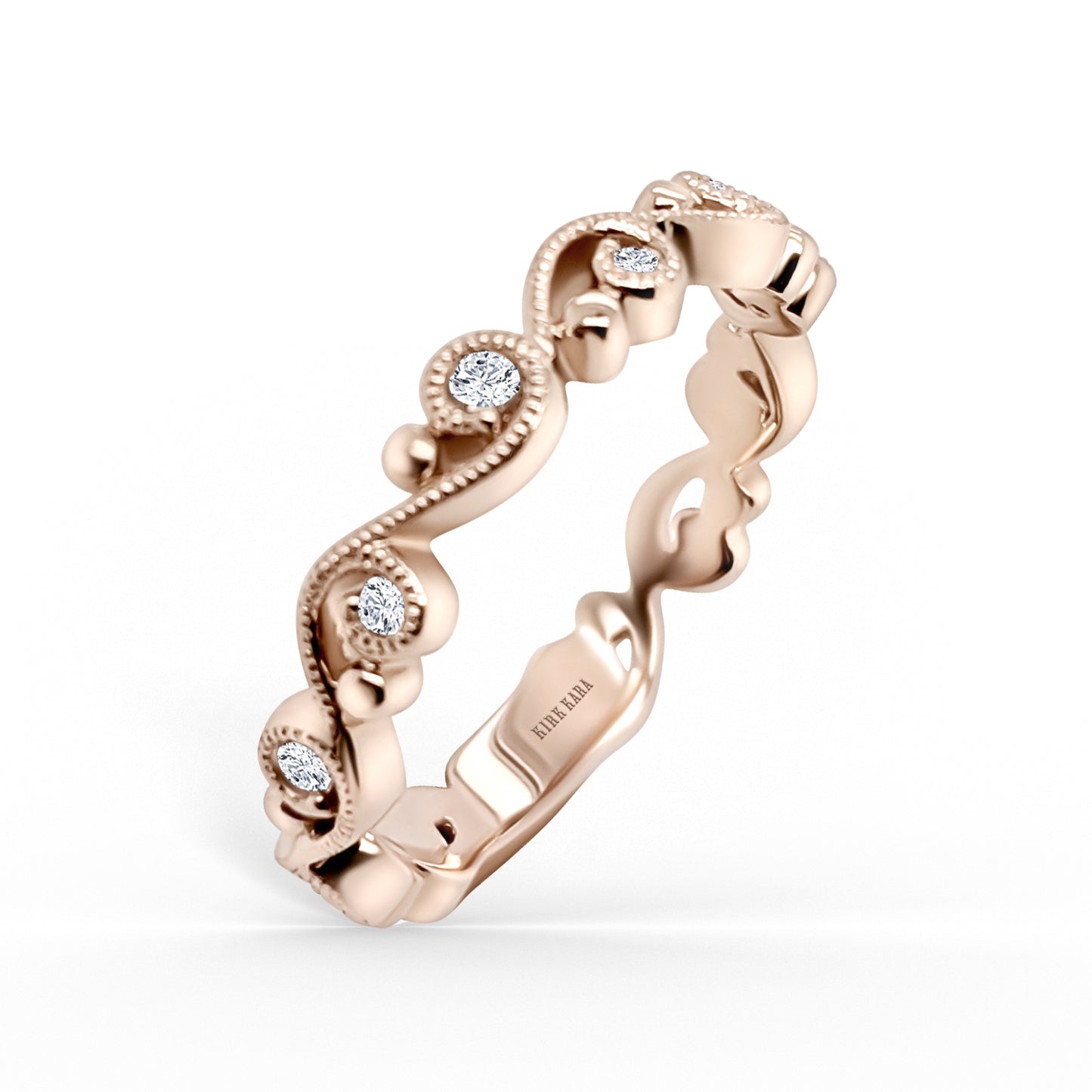 Delicate Lace Diamond Romantic Wedding Band