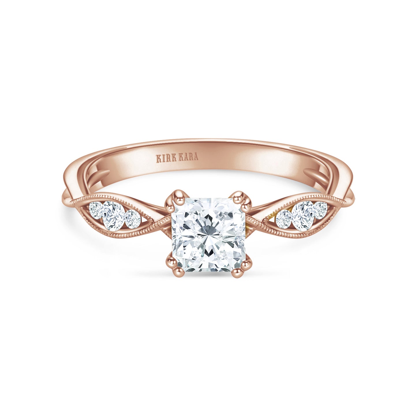Milgrain Ribbon Channel Set Diamond Engagement Ring