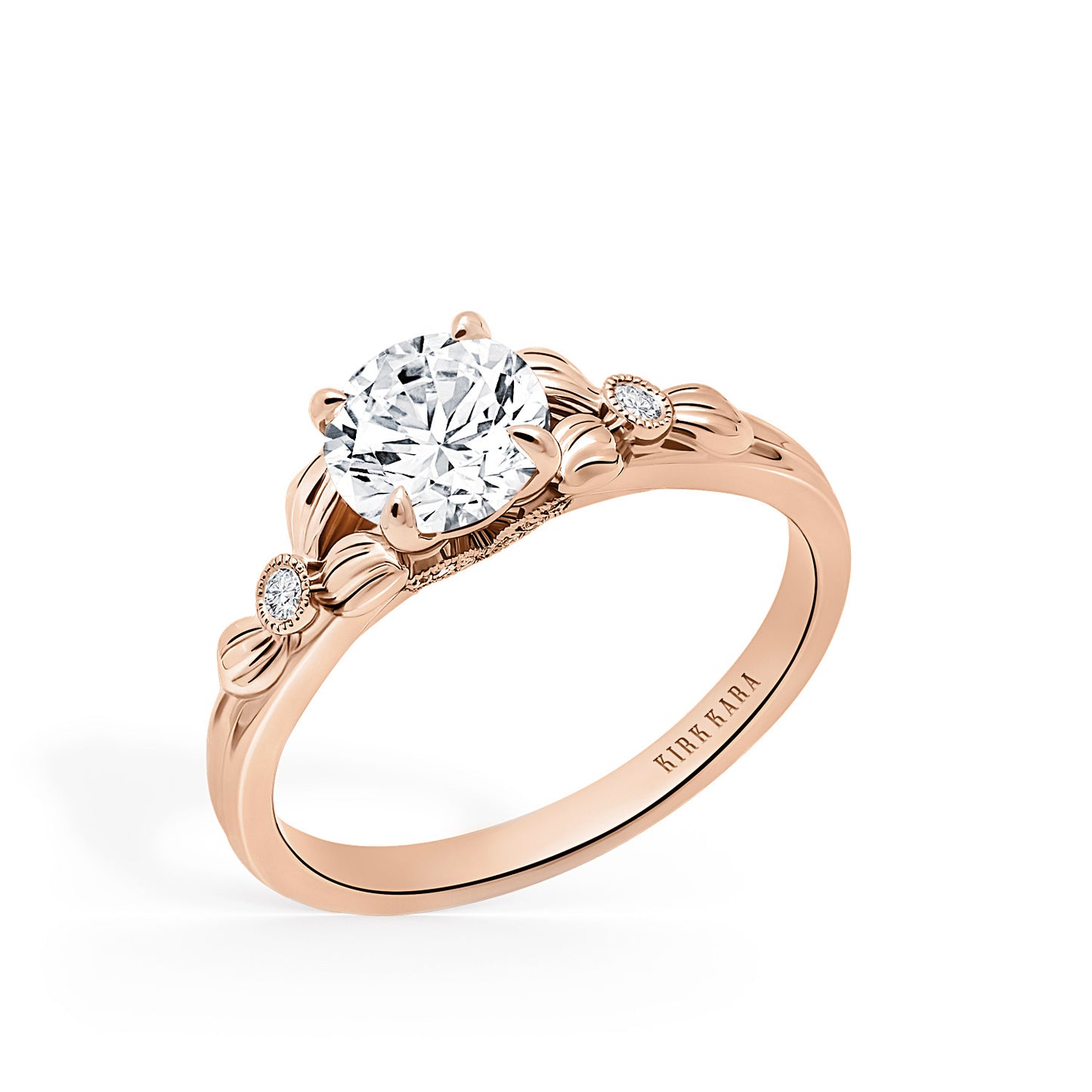 Leaf Milgrain Diamond Engagement Ring