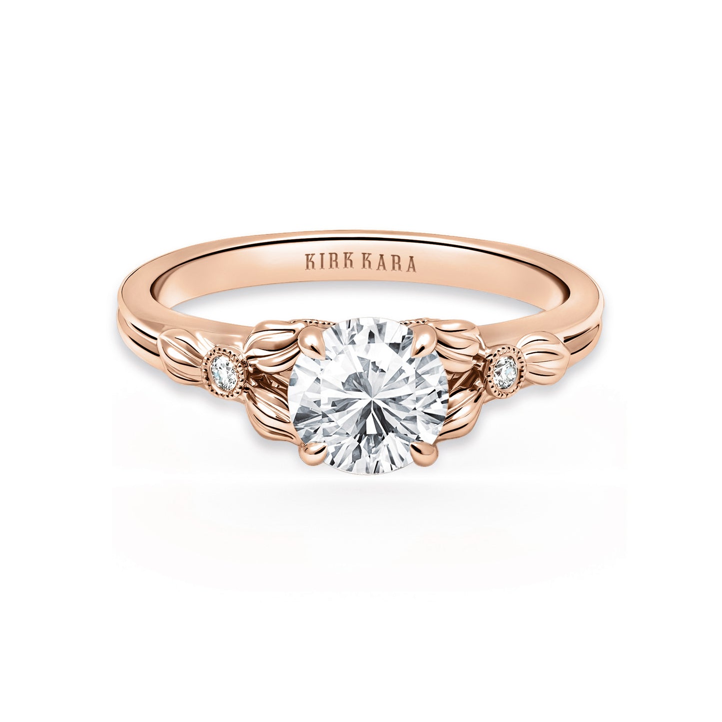 Leaf Milgrain Diamond Engagement Ring