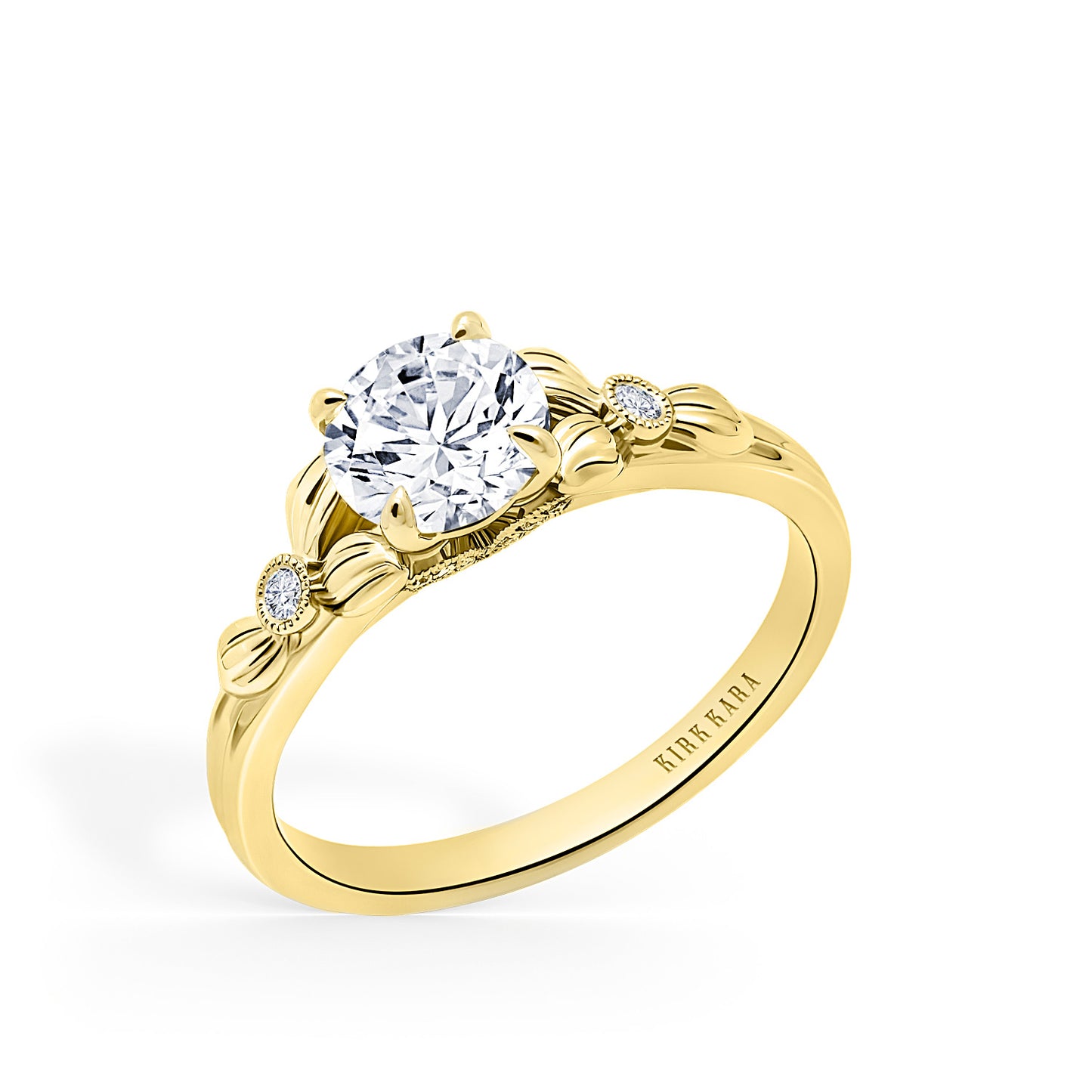 Leaf Milgrain Diamond Engagement Ring