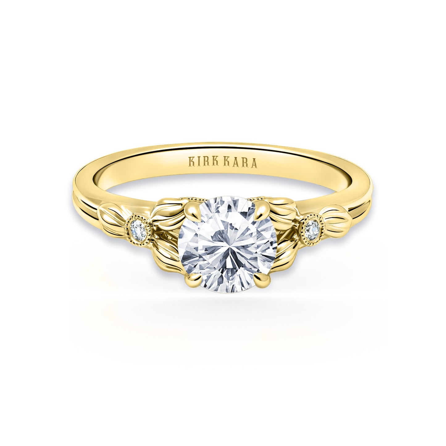 Leaf Milgrain Diamond Engagement Ring