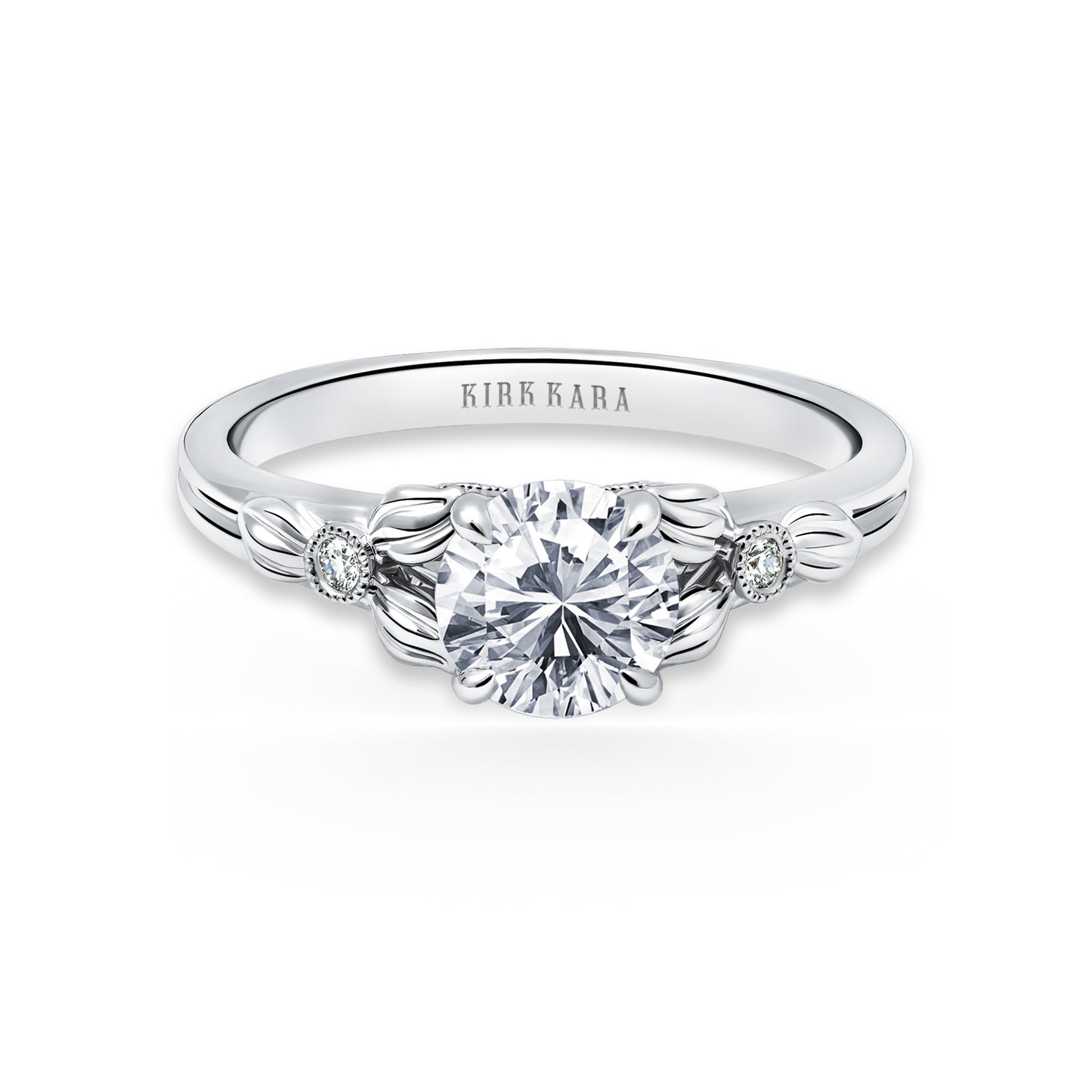 Leaf Milgrain Diamond Engagement Ring