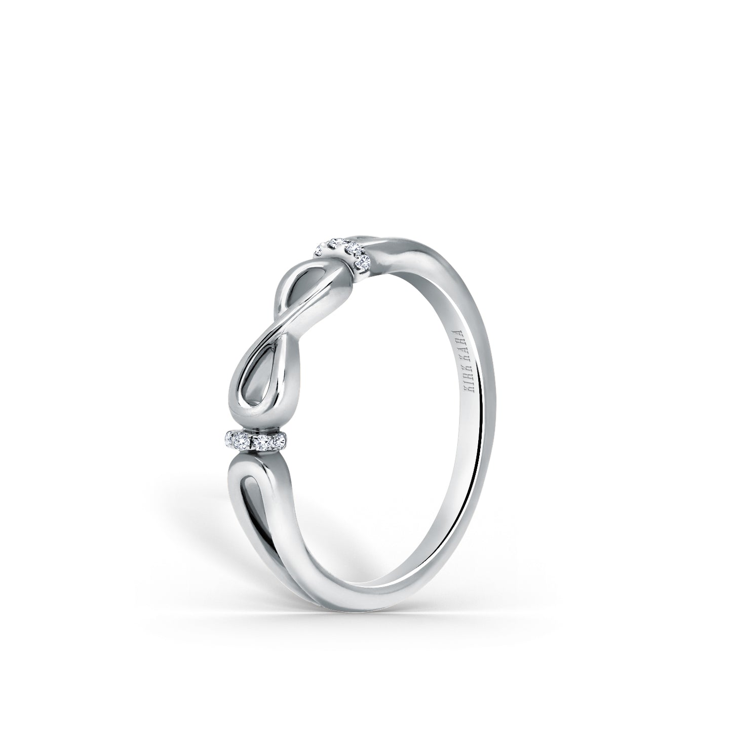 High Polish Bow Diamond Accent Wedding Band