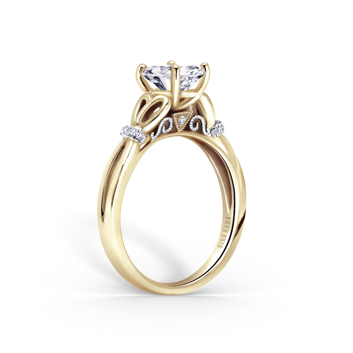 High Polish Bow Diamond Accent Engagement Ring