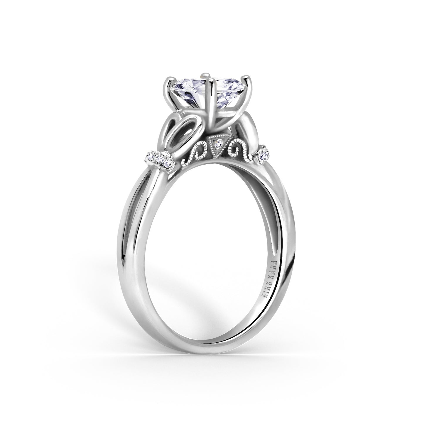 High Polish Bow Diamond Accent Engagement Ring